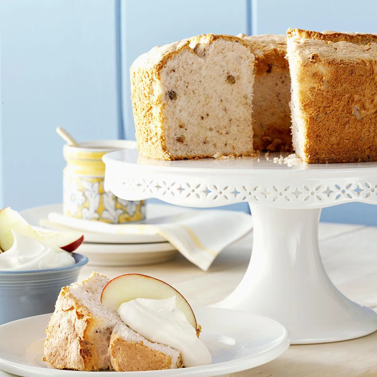 Cinnamon Angel Food Cake Caramelized Apples