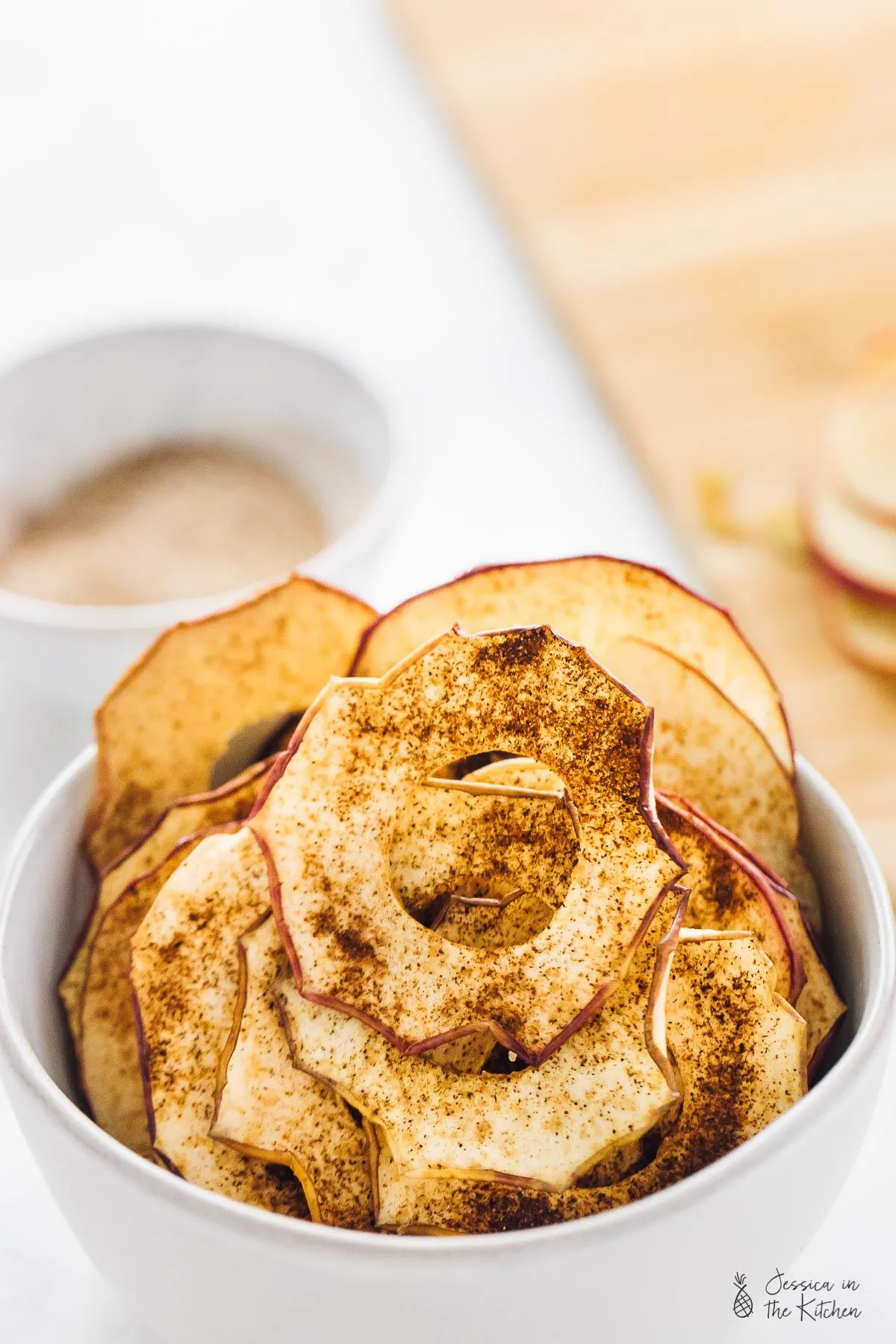 Cinnamon Apple Chips with Salted Caramel Dip