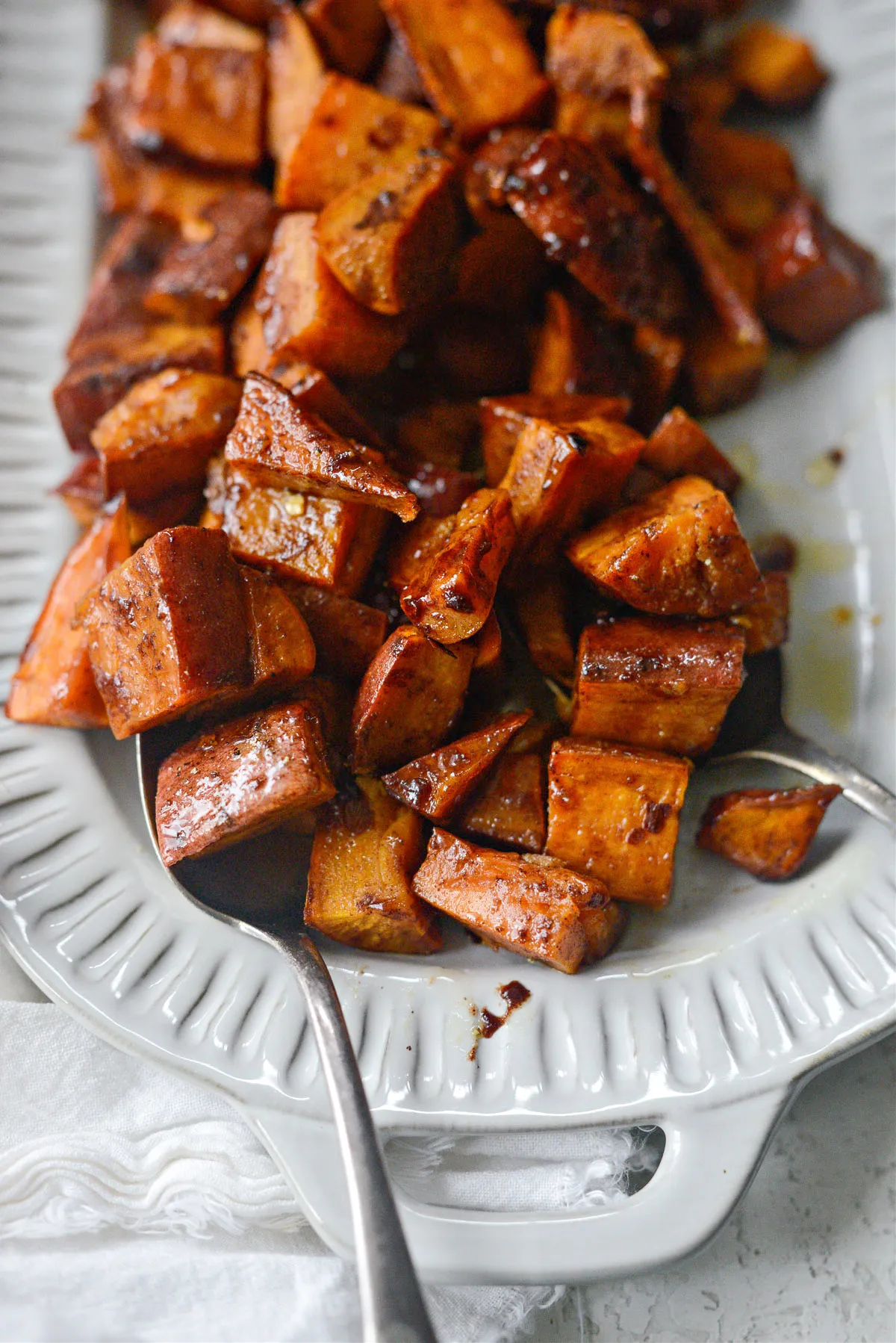 Cinnamon Roasted Hot Honey Sweet Potatoes