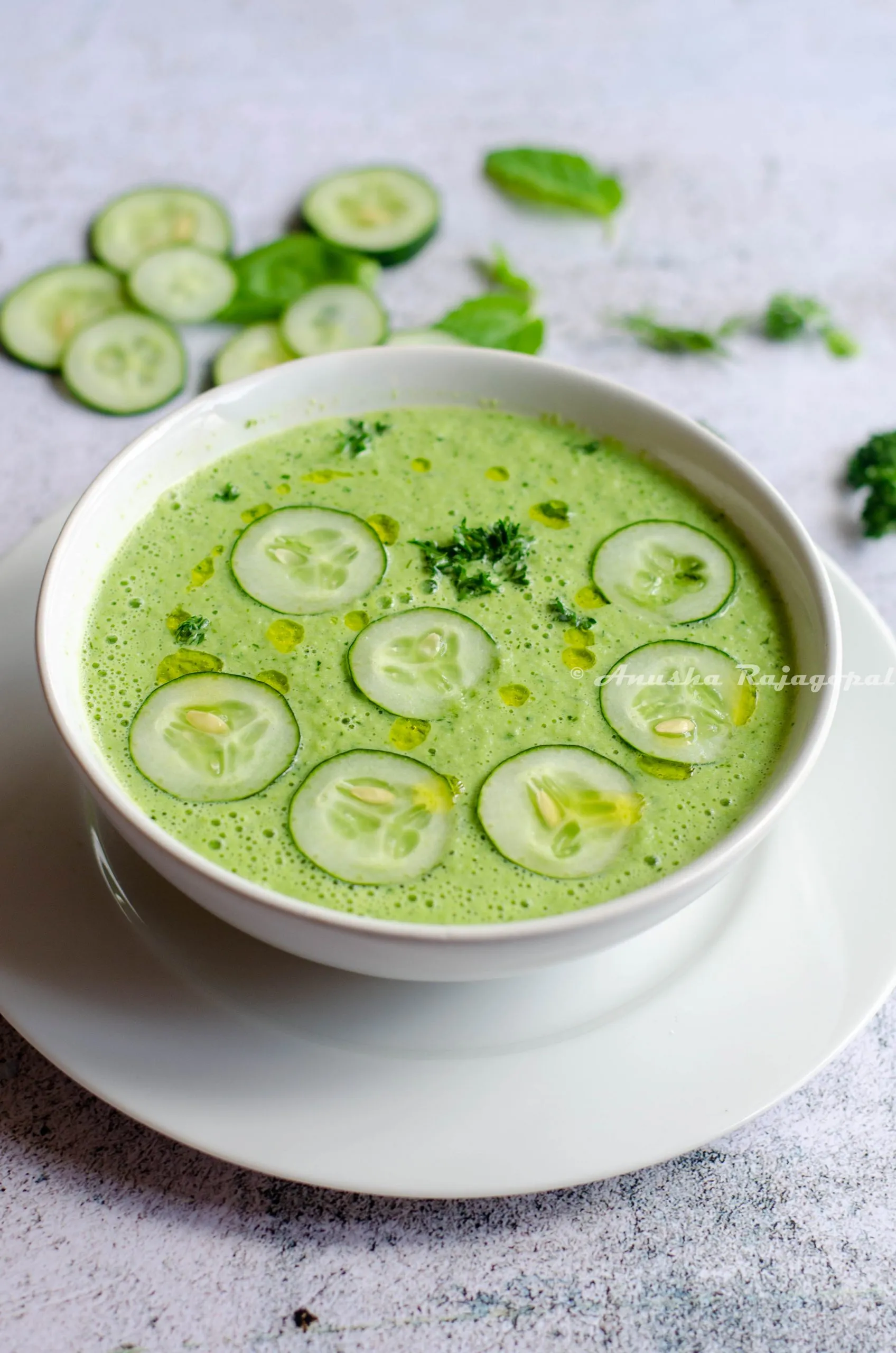 Cold Cucumber Soup with Mint
