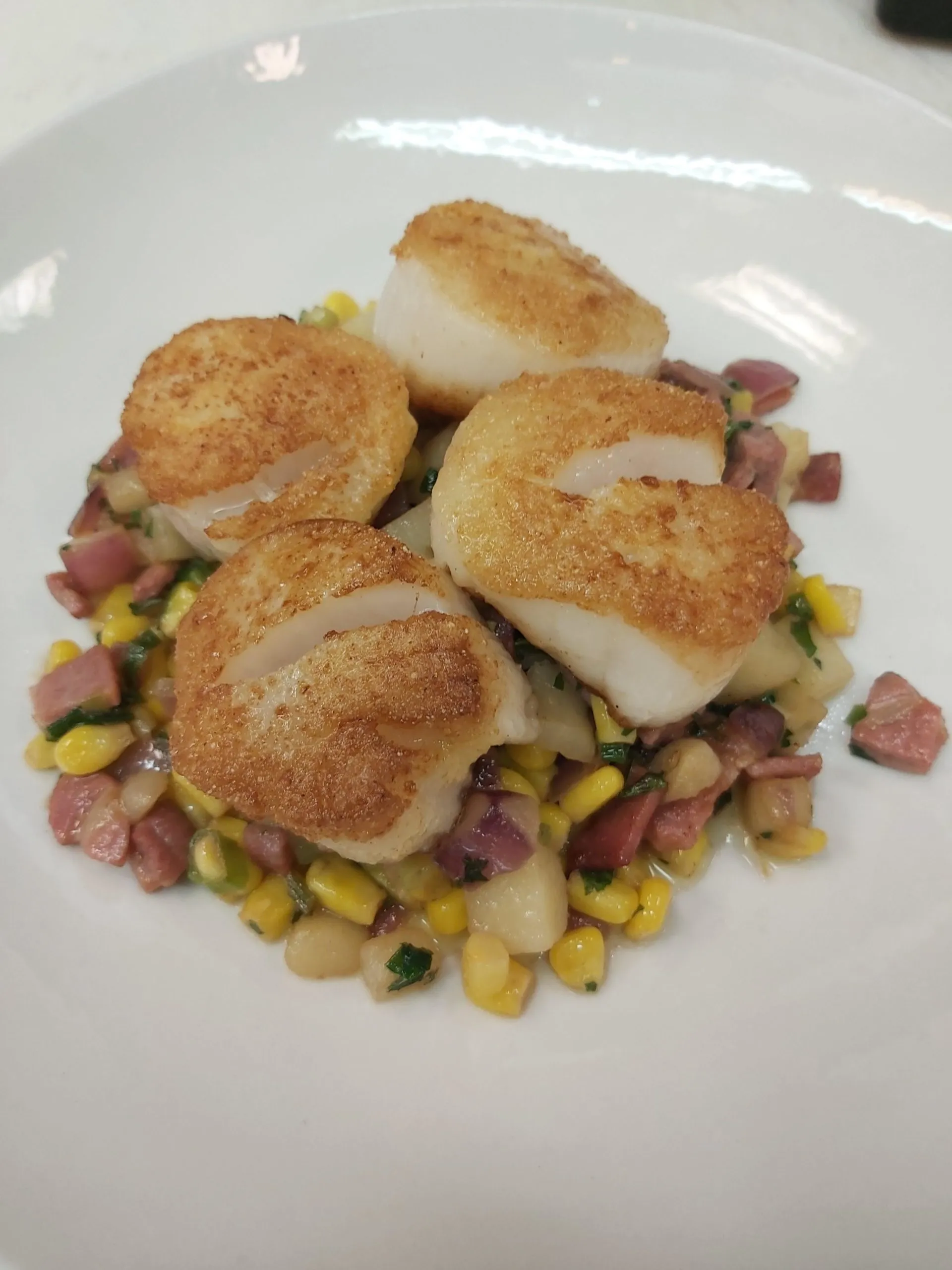 Corn Crusted Scallops with Homemade Tartar Sauce