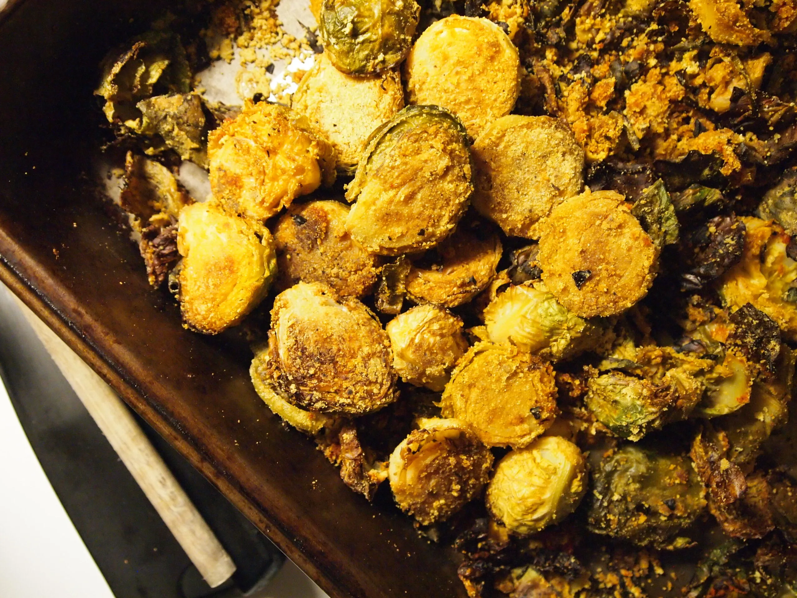 Cornmeal Masala Roasted Brussels Sprouts