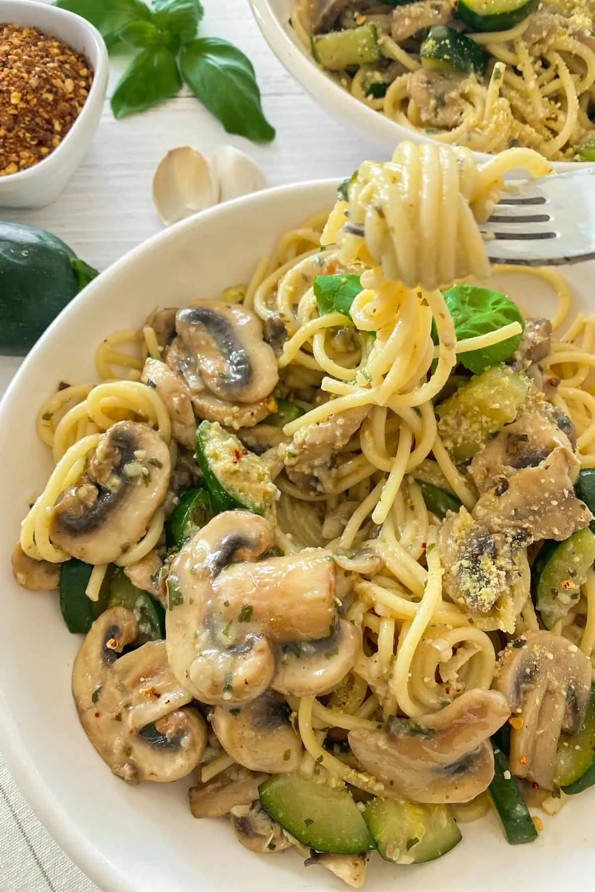Courgette and Mushroom Pasta