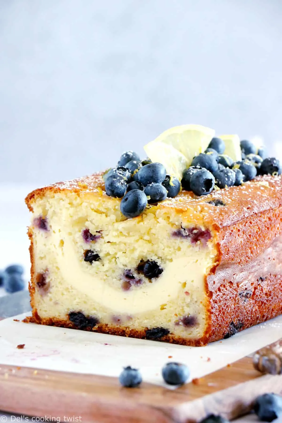 Cream Cheese Filled Lemon Blueberry Loaf