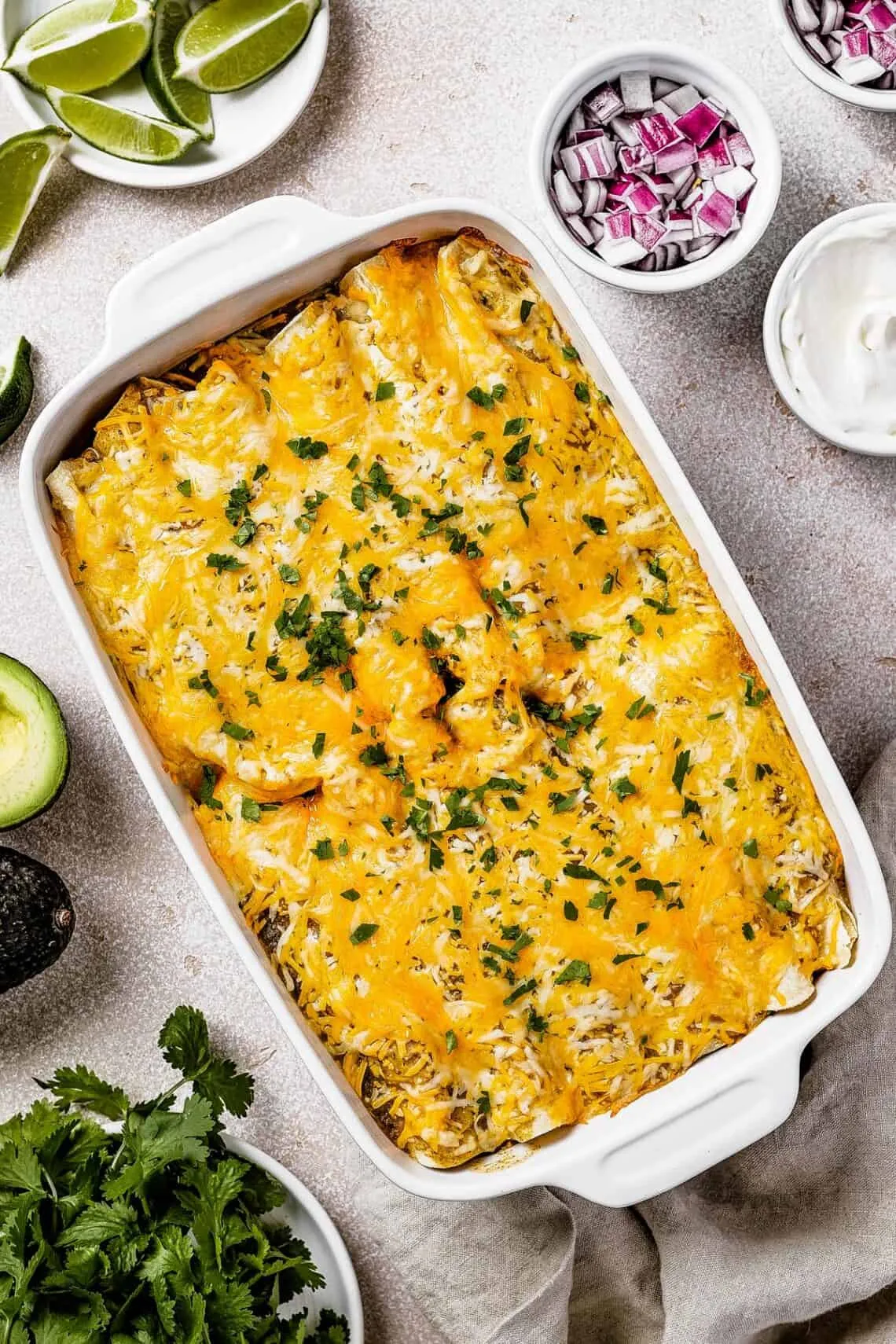 Creamy Chicken and Kale Enchiladas with Salsa Verde