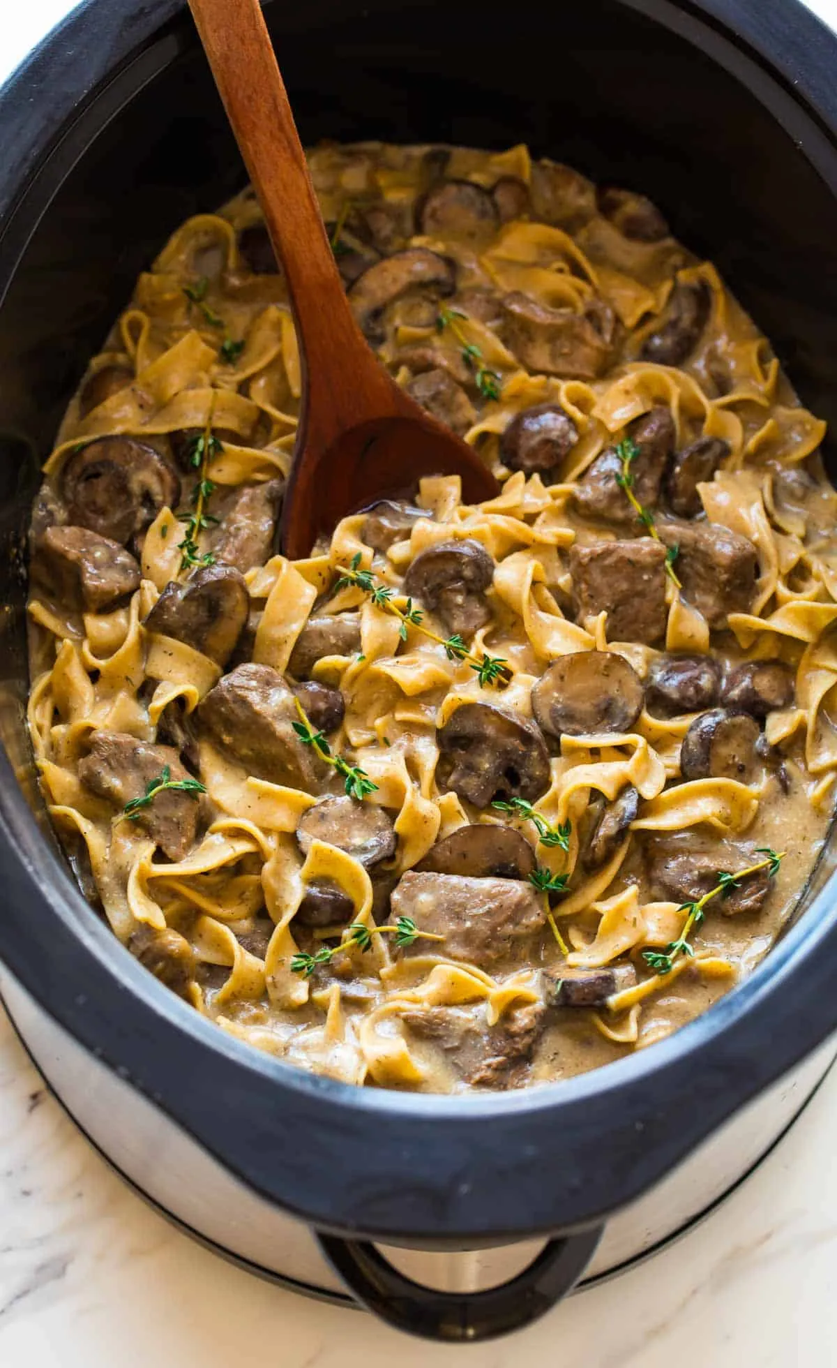 Creamy Crock Pot Beef Stroganoff