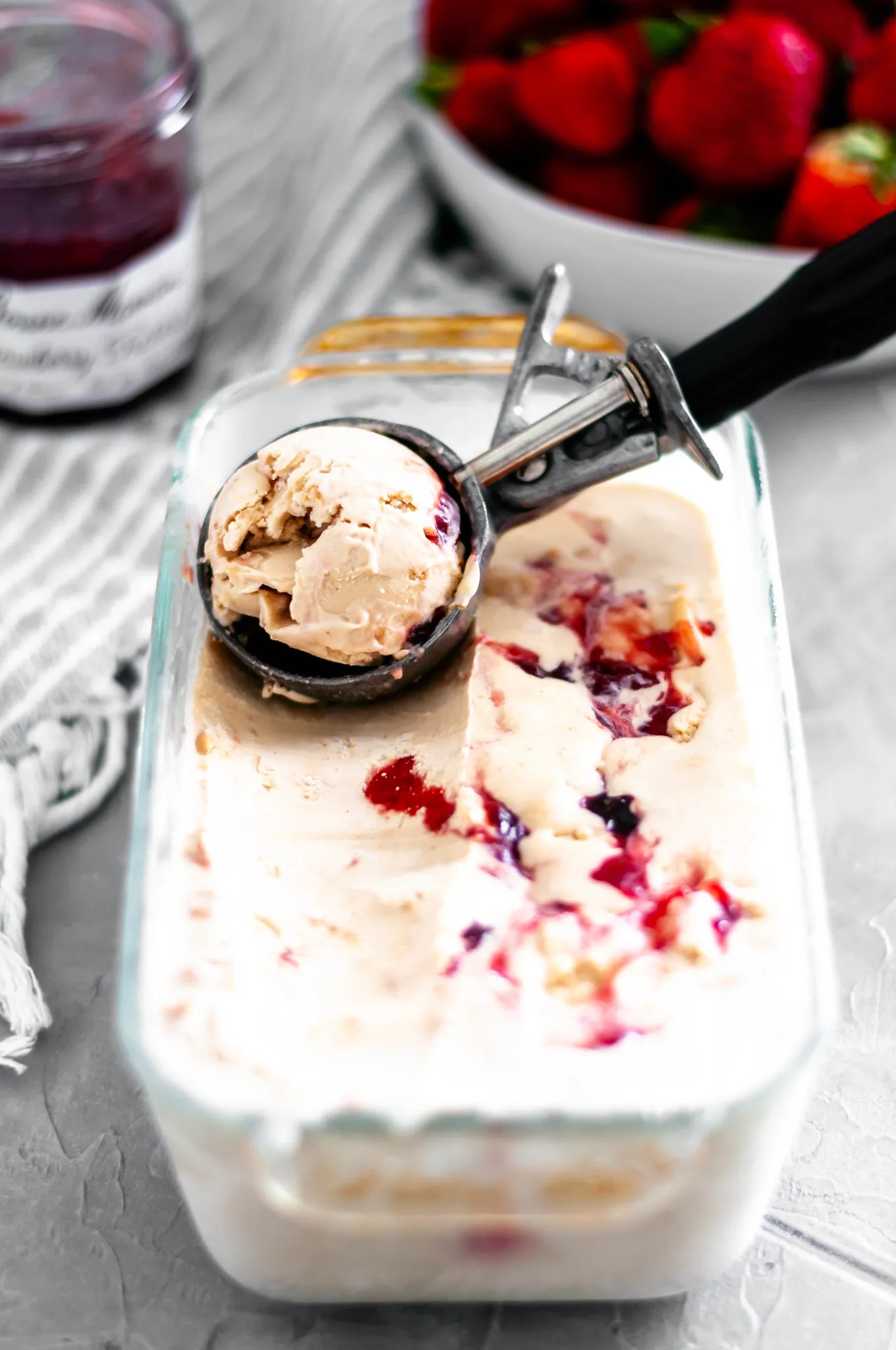 Creamy Crunchy Peanut Butter and Jelly Ice Cream