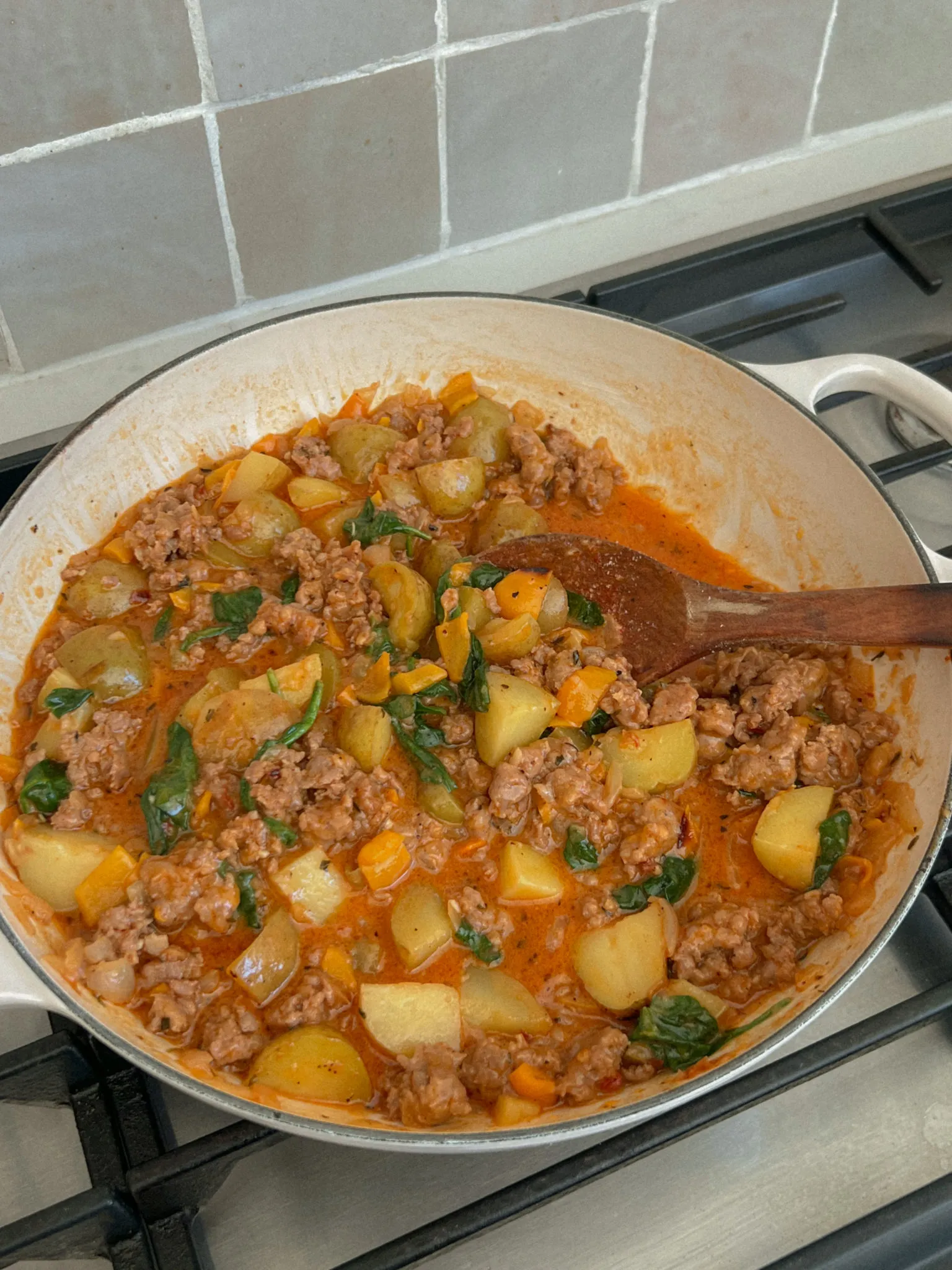 Creamy Italian Sausage Potato Skillet