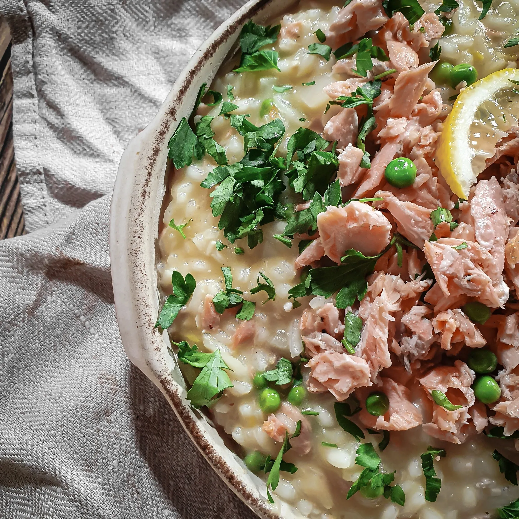 Creamy Salmon and Leek Risotto with Lemon