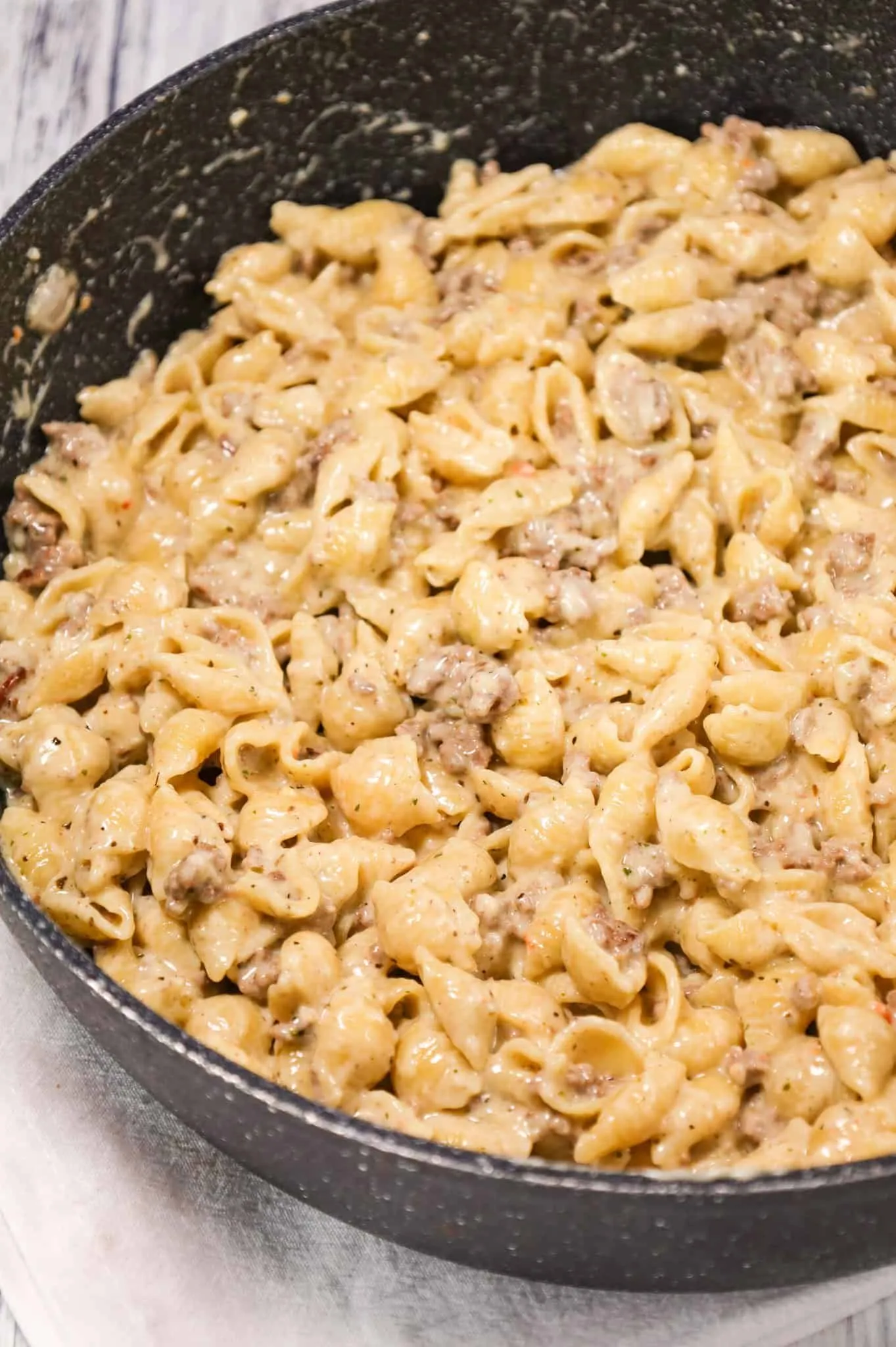 Creamy Sausage and Beef Alfredo Pasta