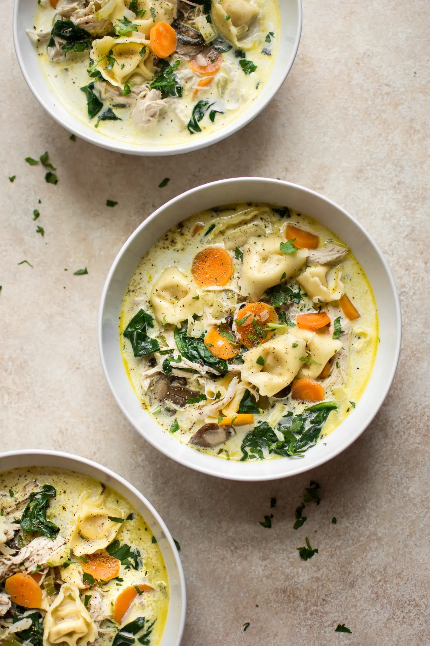 Creamy Spinach Tortellini Soup with Chicken