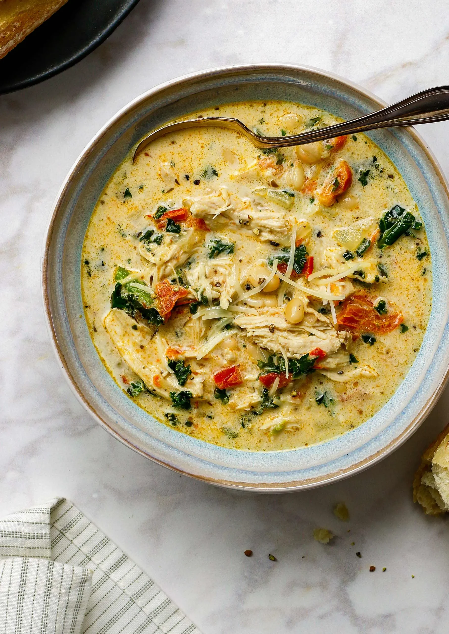 Creamy Tuscan Chicken Soup with Bacon