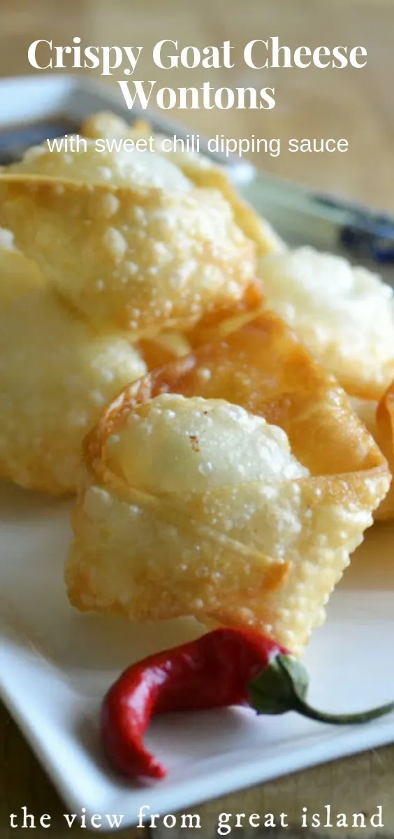 Crispy Goat Cheese Wontons with Chili Dipping Sauce