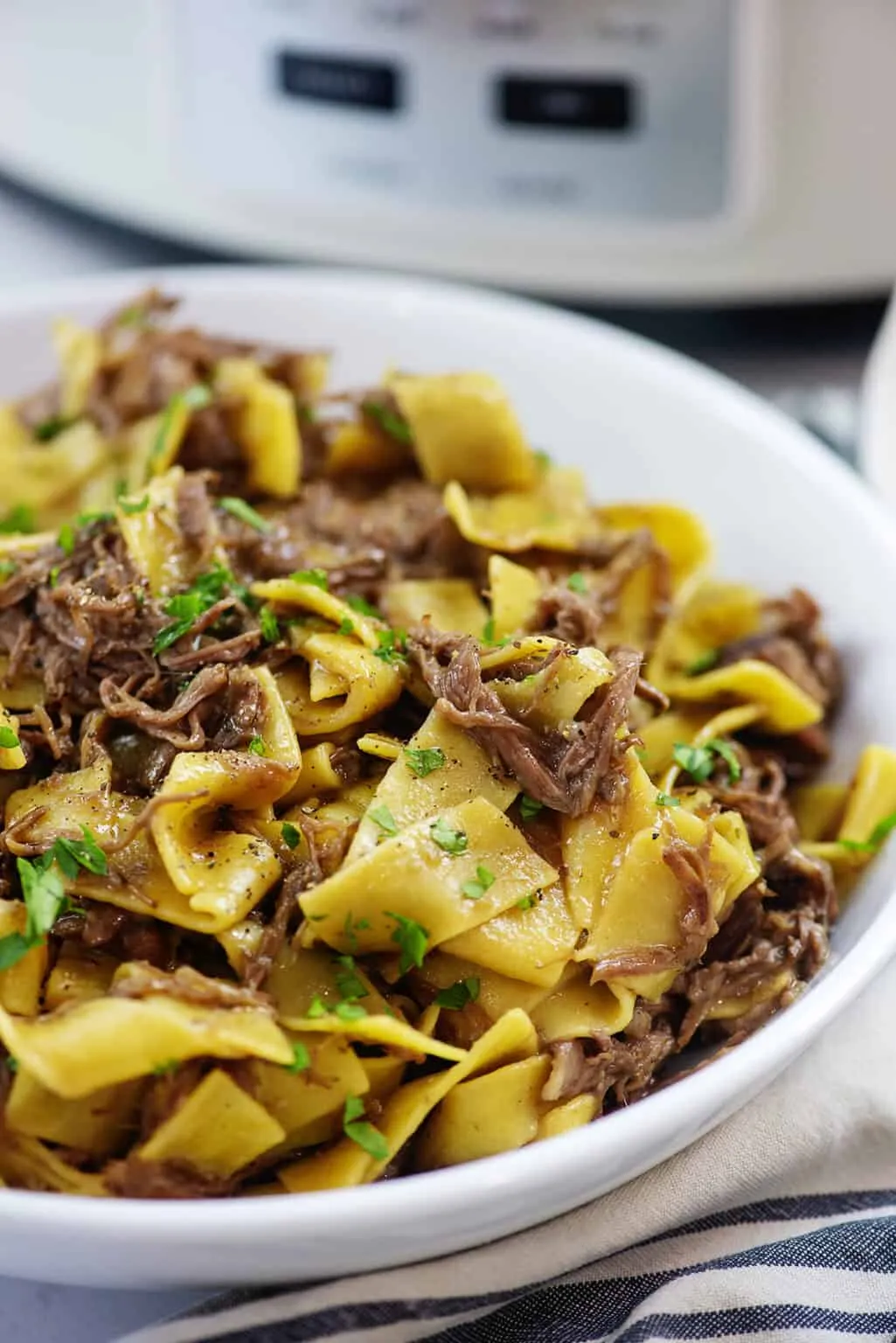 Crockpot Mississippi Beef and Noodles