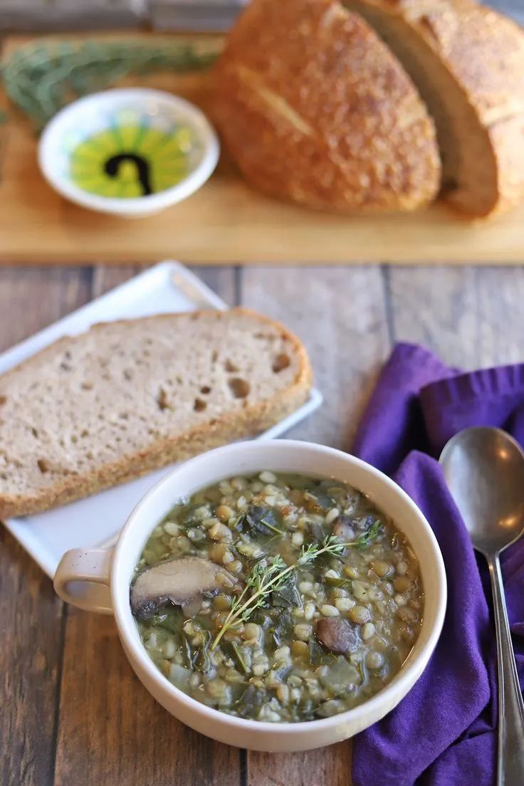 Crockpot Mushroom Barley Lentil Soup