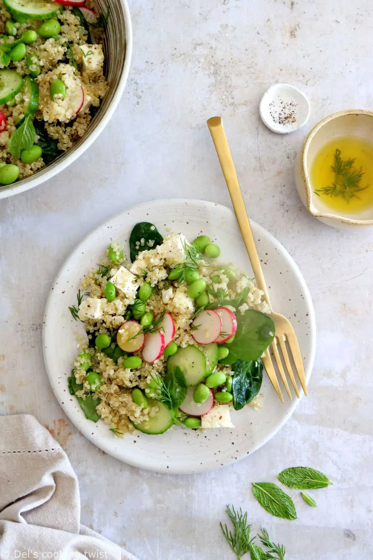 Cucumber Feta Quinoa Salad with Lemon Dill Dressing