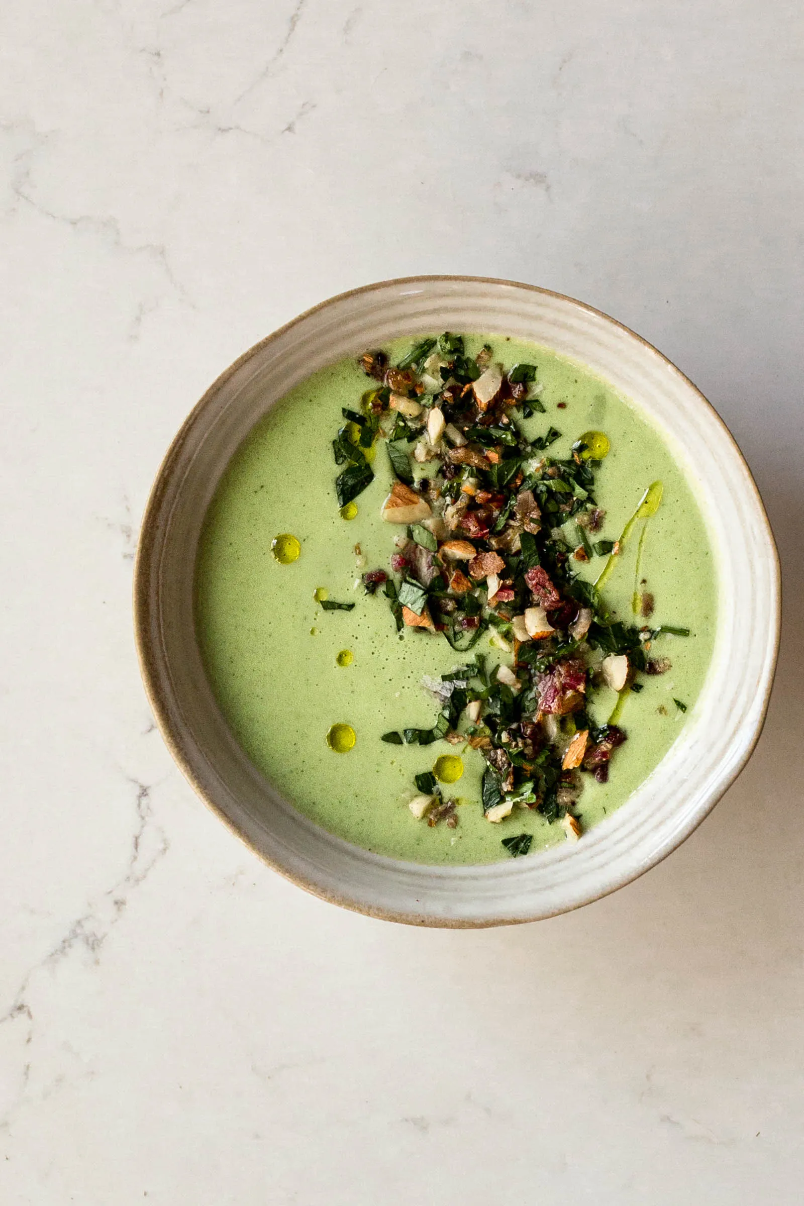Cucumber Soup with Bacon Gremolata