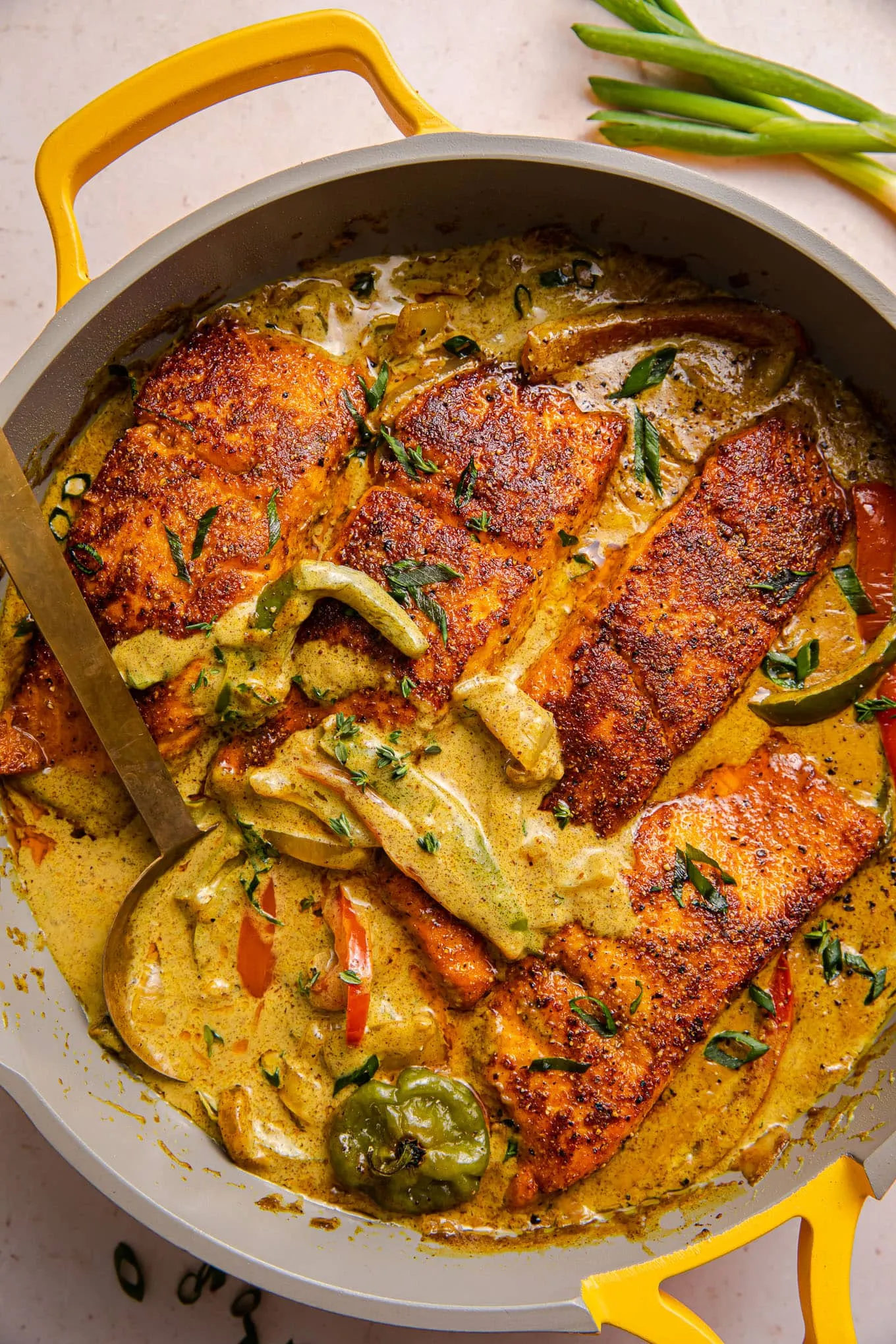 Curried Salmon with Poppadoms