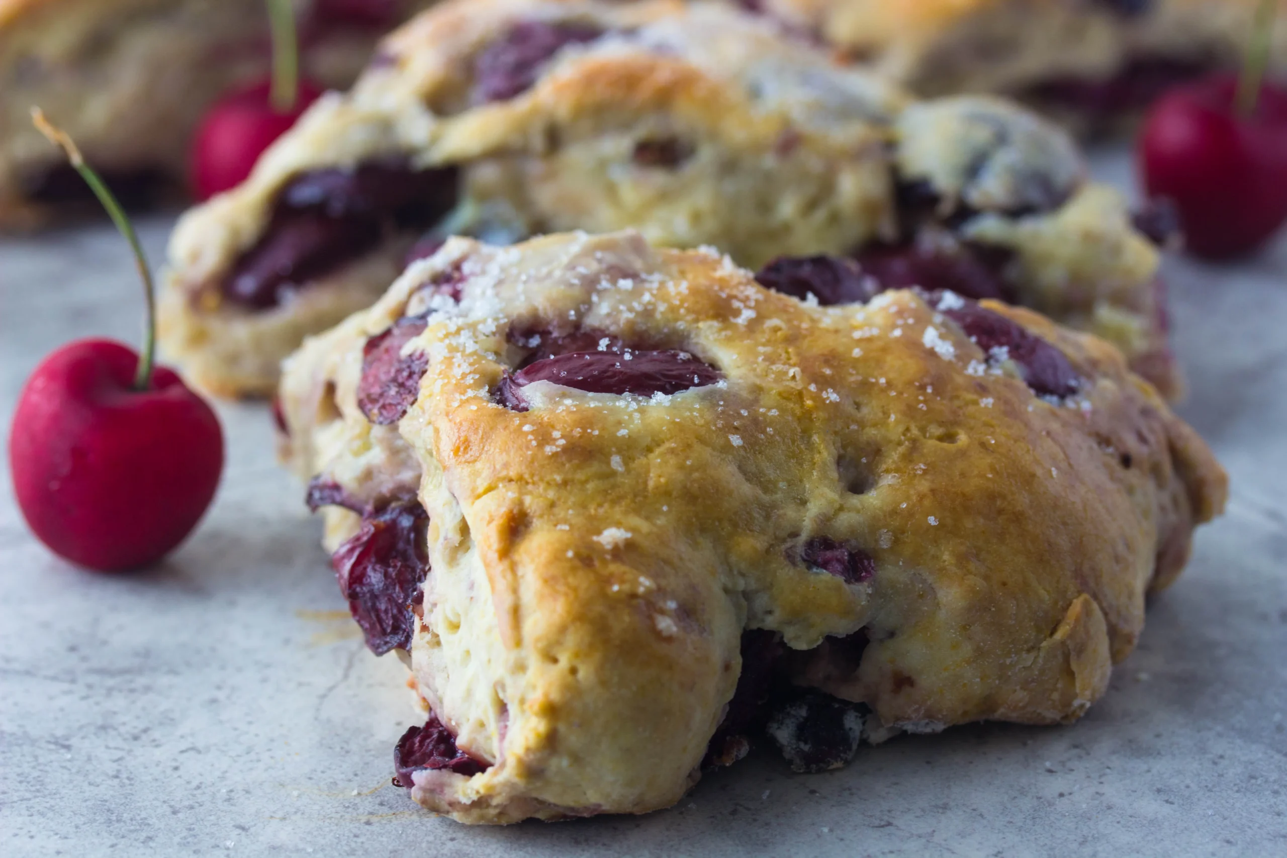 Dark Red Cherry Biscuit Scones