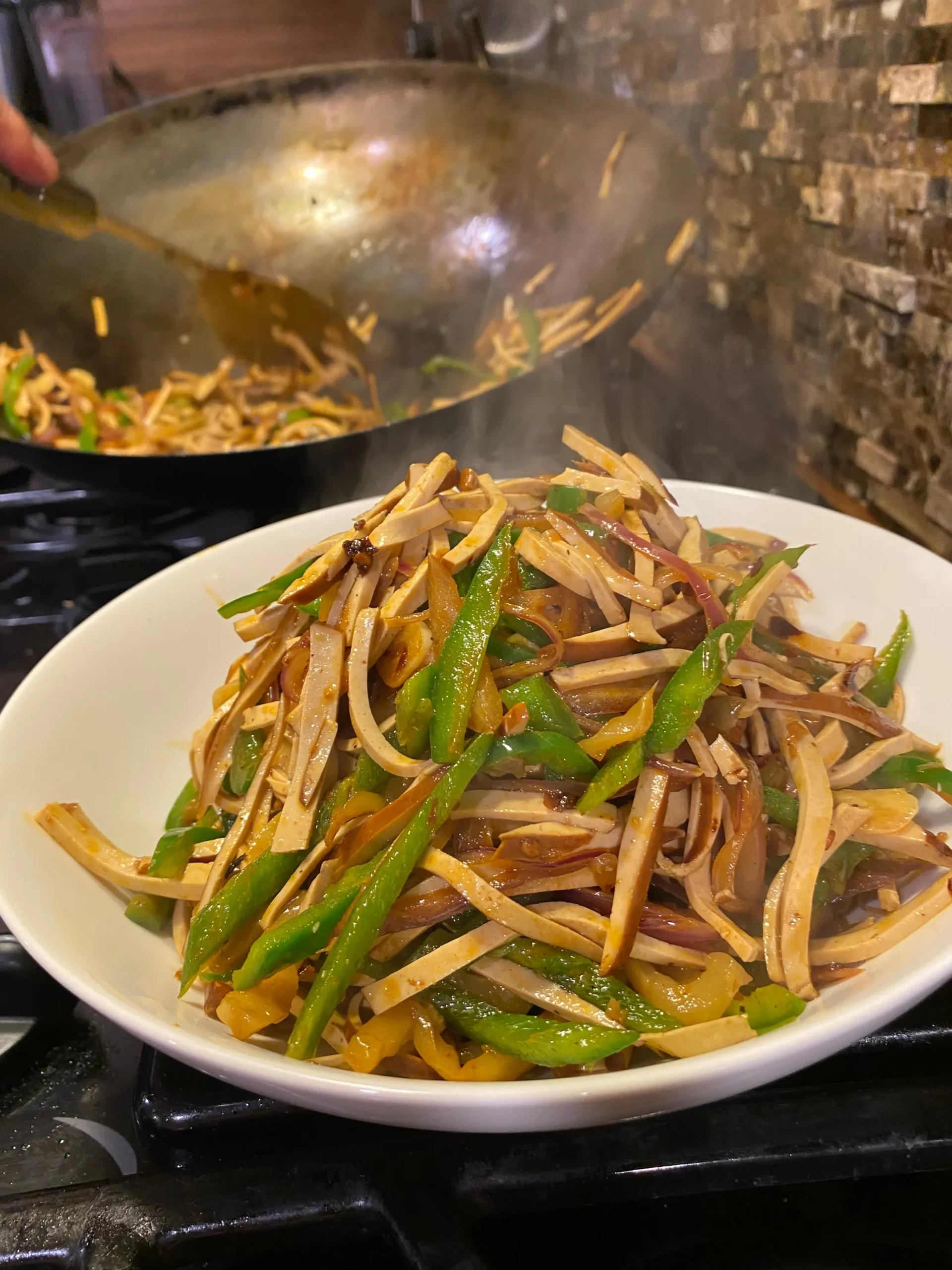 Deep Fried Bean Curd Stir Fried with Mushrooms and Broccoli
