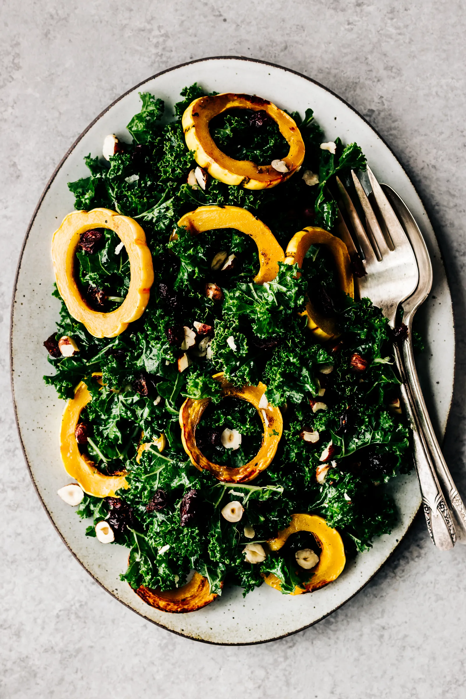 Delicata Squash Baby Kale Salad