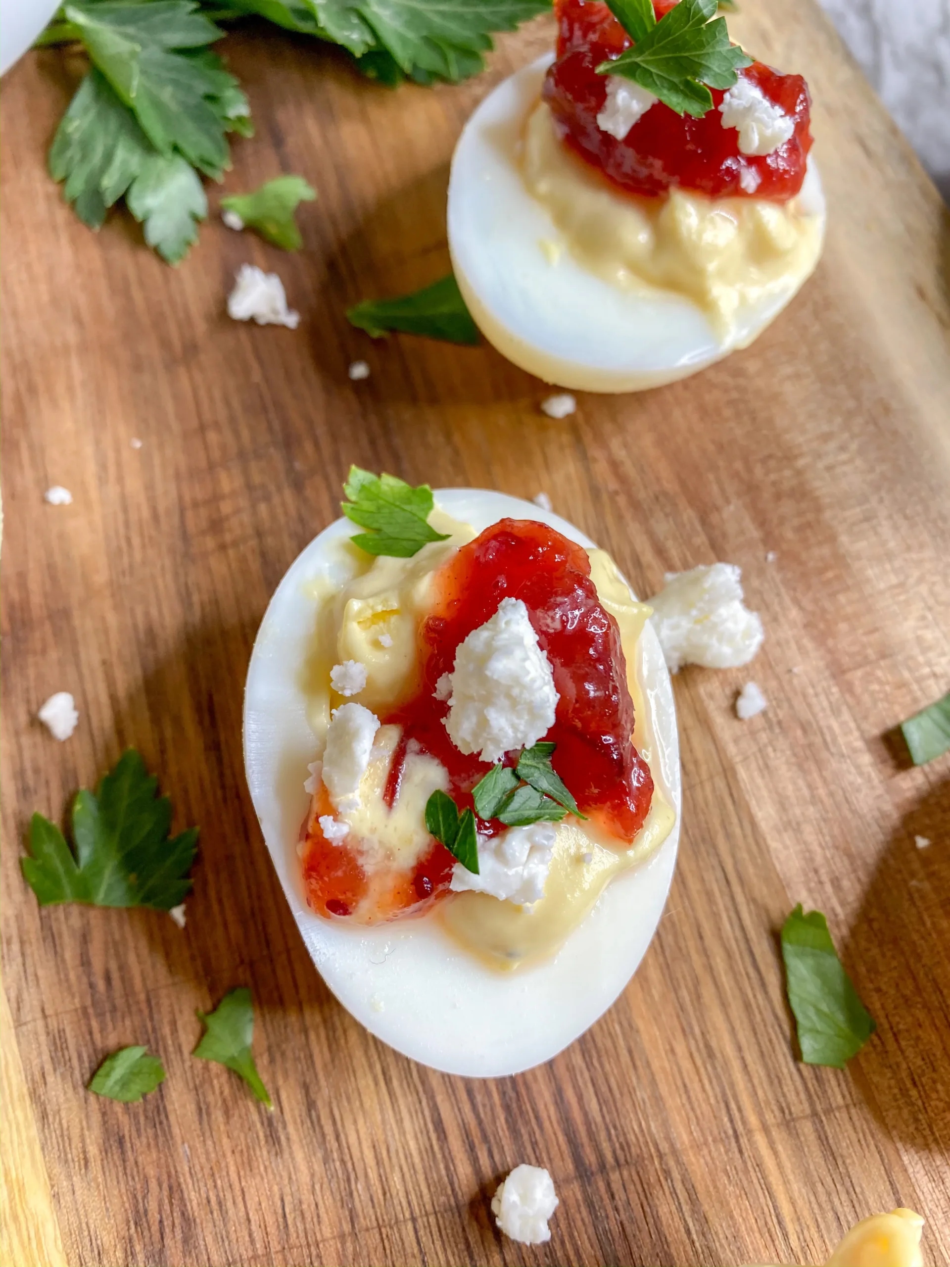 Deviled Egg Duo with Feta Tomatoes