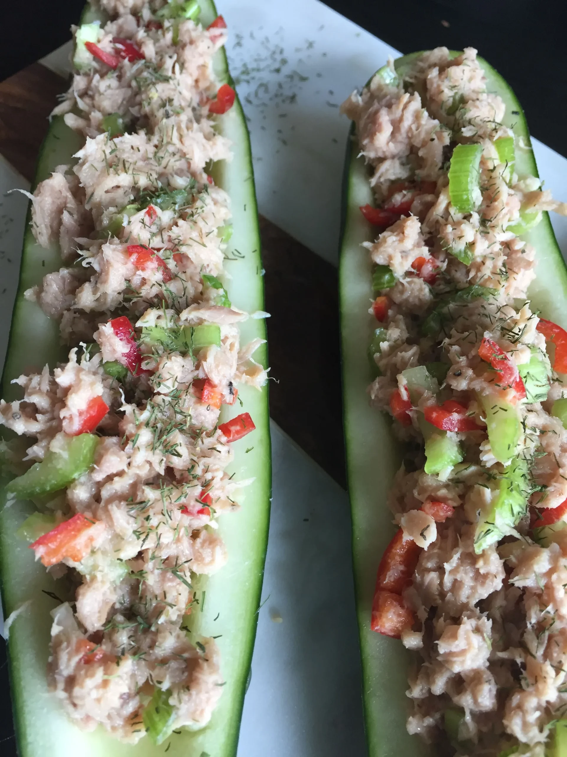Dill Tuna Salad Cucumber Boats
