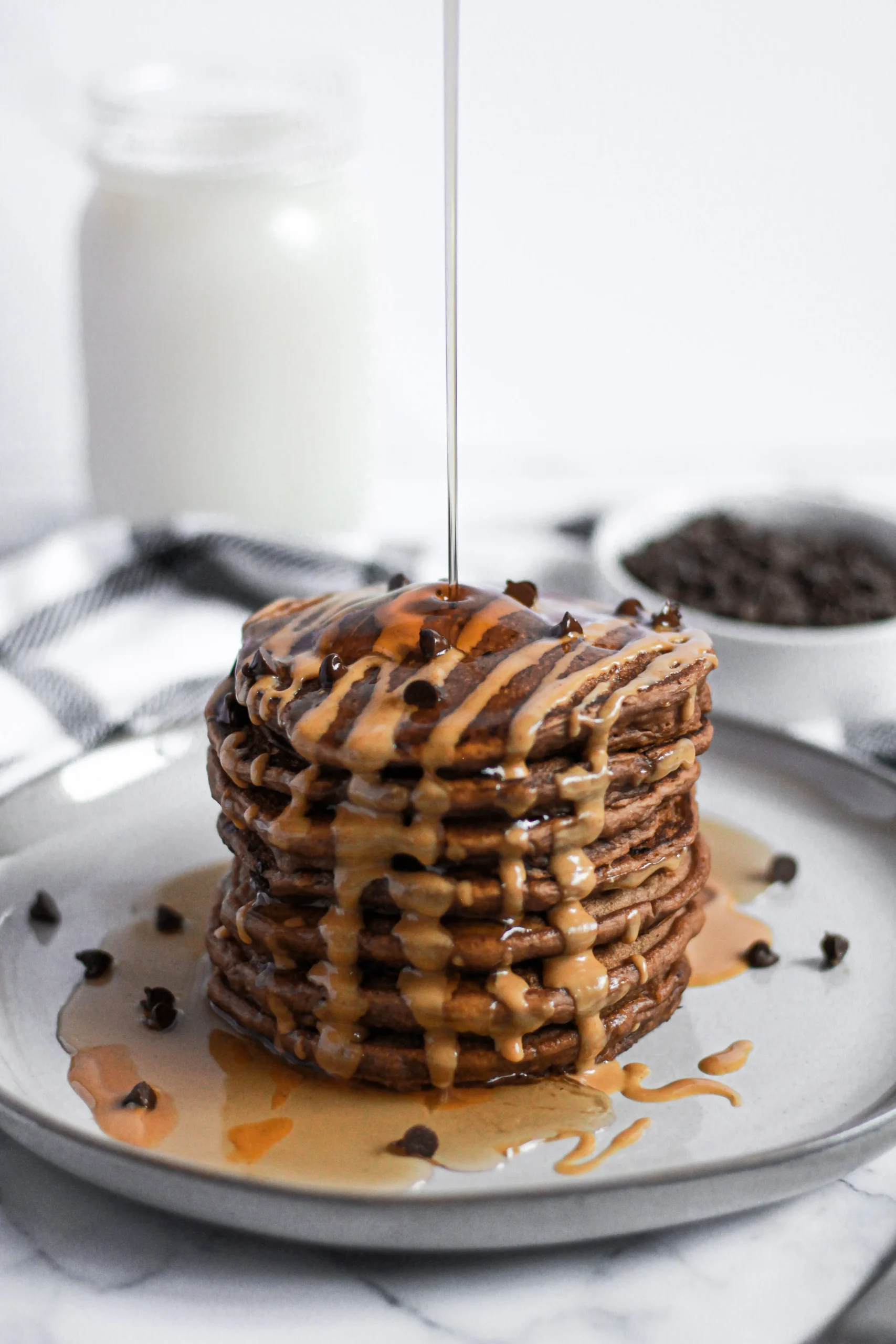 Double Chocolate Peanut Butter Pancakes