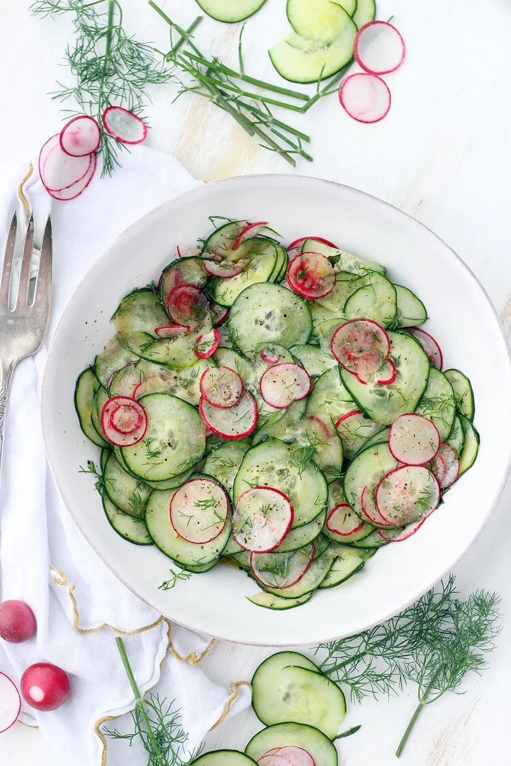Dressed Radishes and Cucumbers