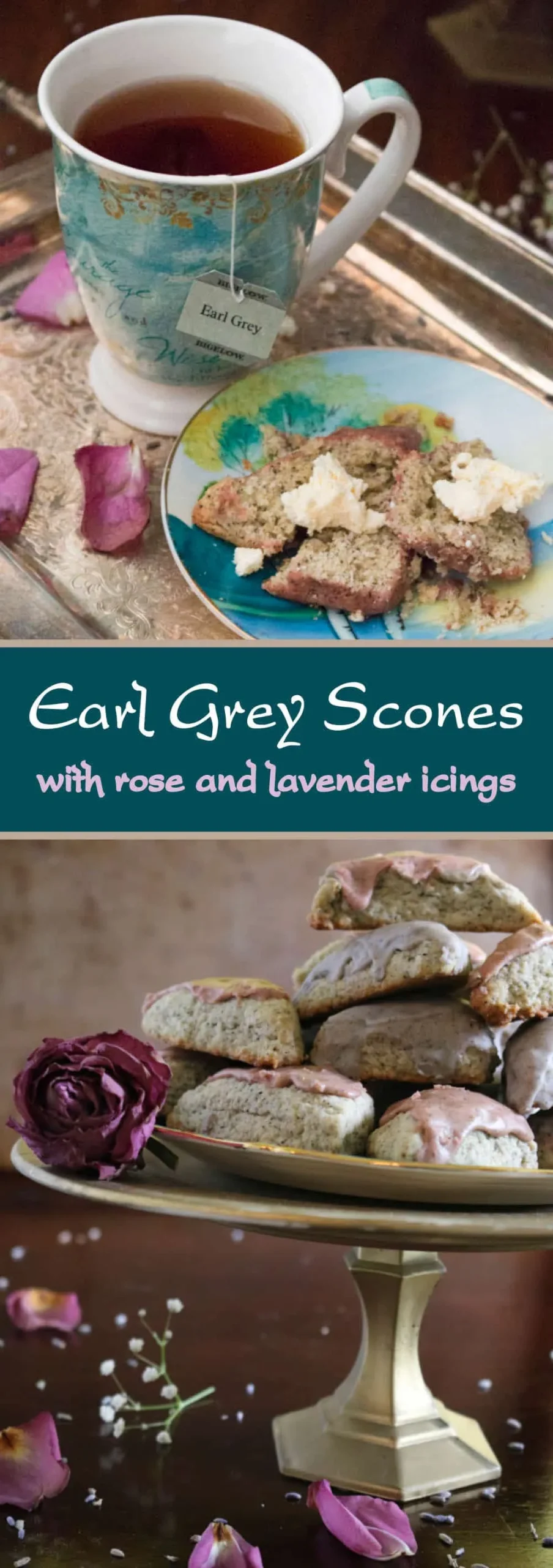 Earl Grey Mini Scones with Rose and Lavender Icings