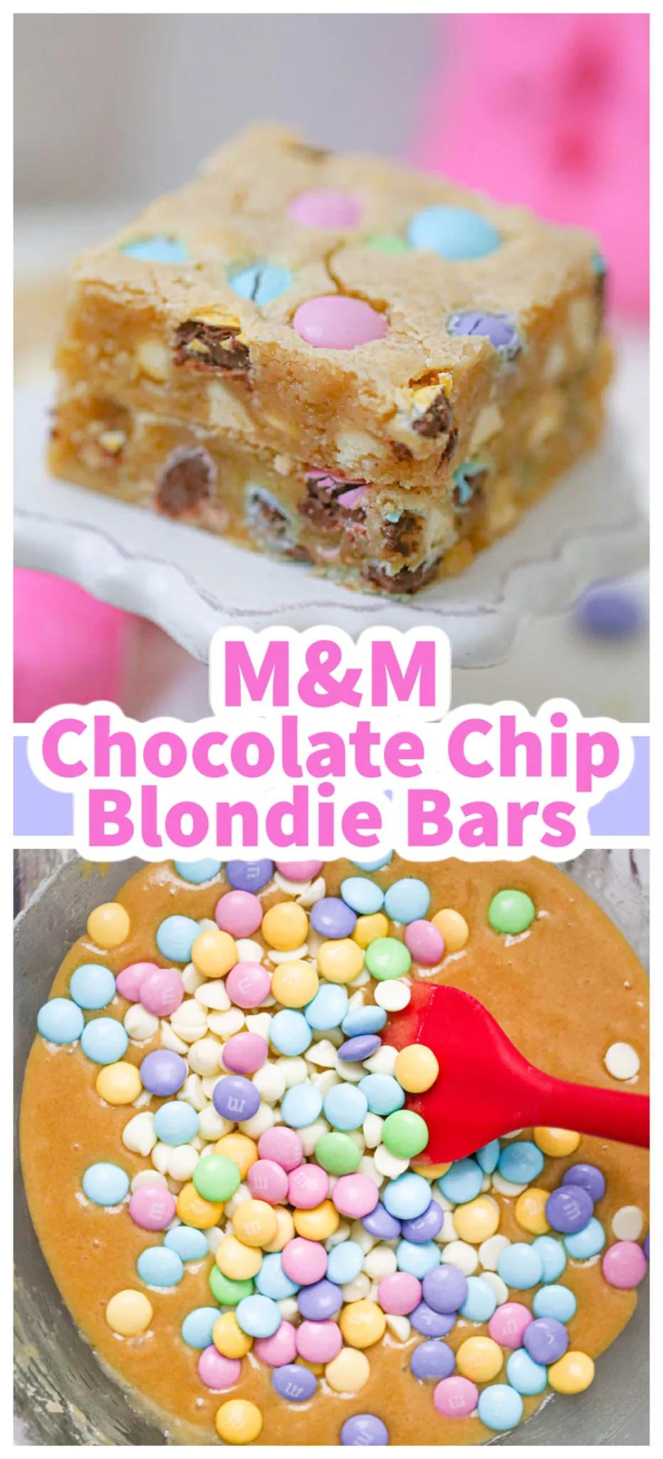 Easter M&M Chocolate Chip Blondies