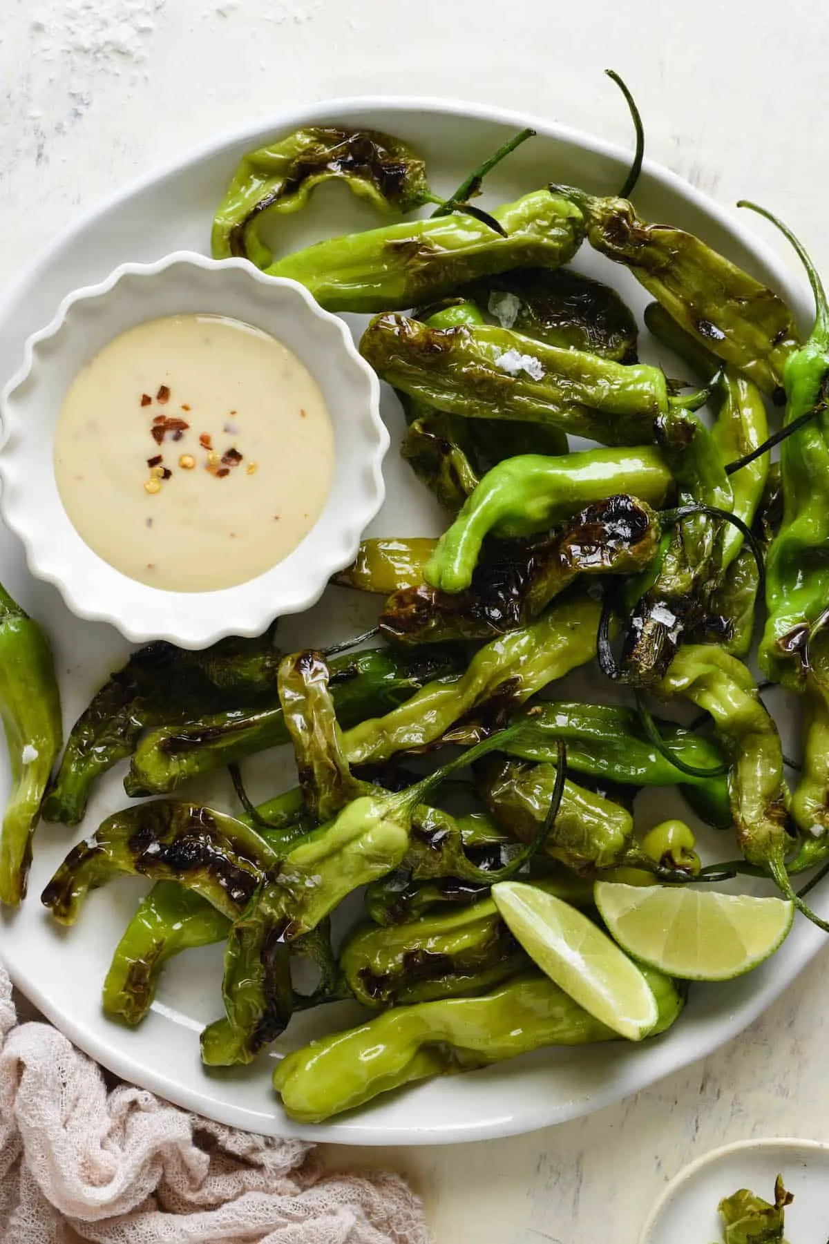 Easy Blistered Shishito Peppers with Dipping Sauce