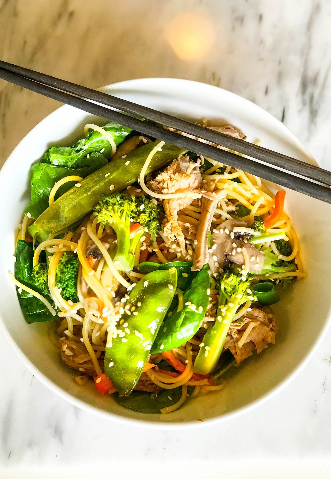 Easy Healthy Slow Cooker Pork Lo Mein Veggies