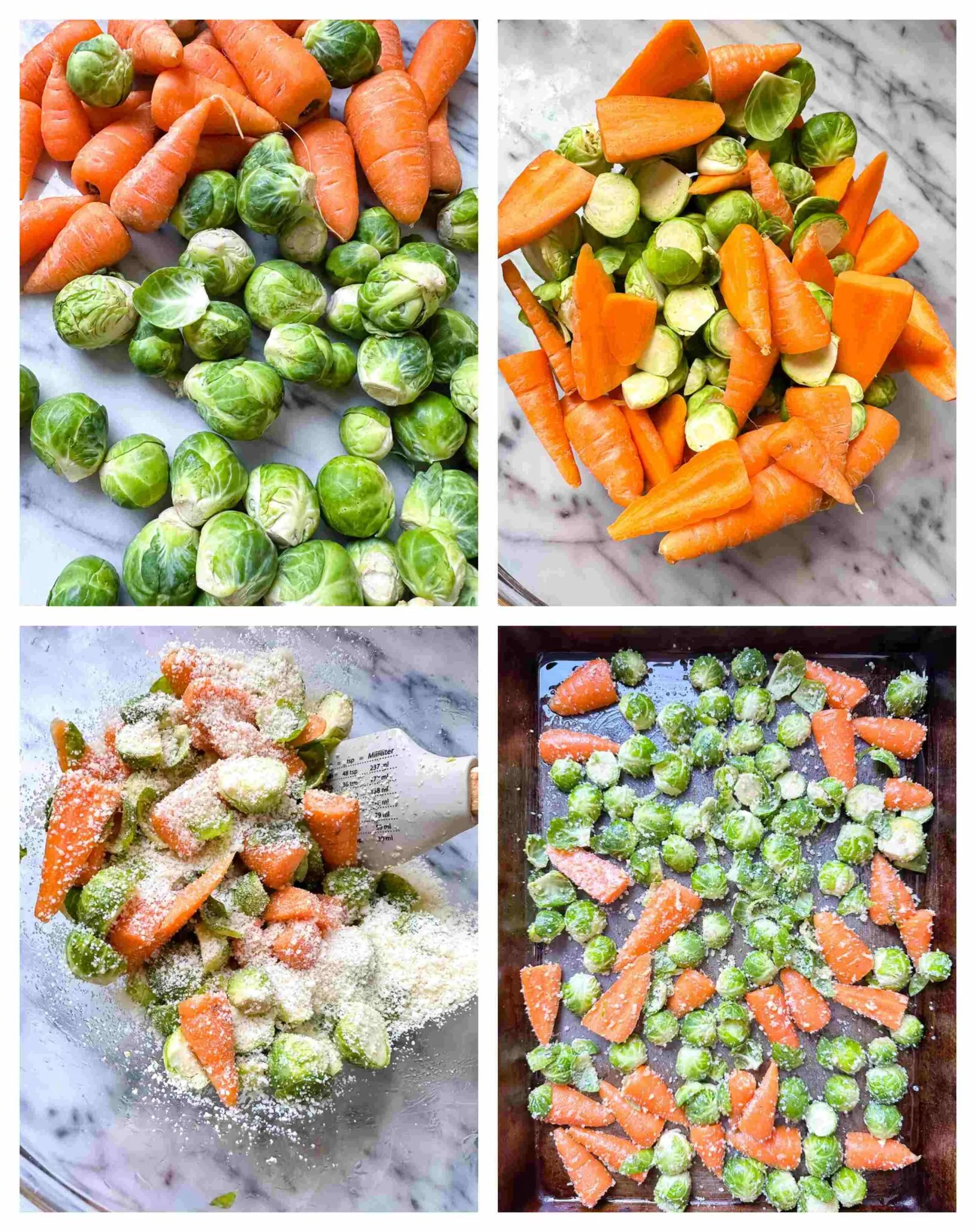 Easy Roasted Parmesan Brussels Sprouts and Carrots