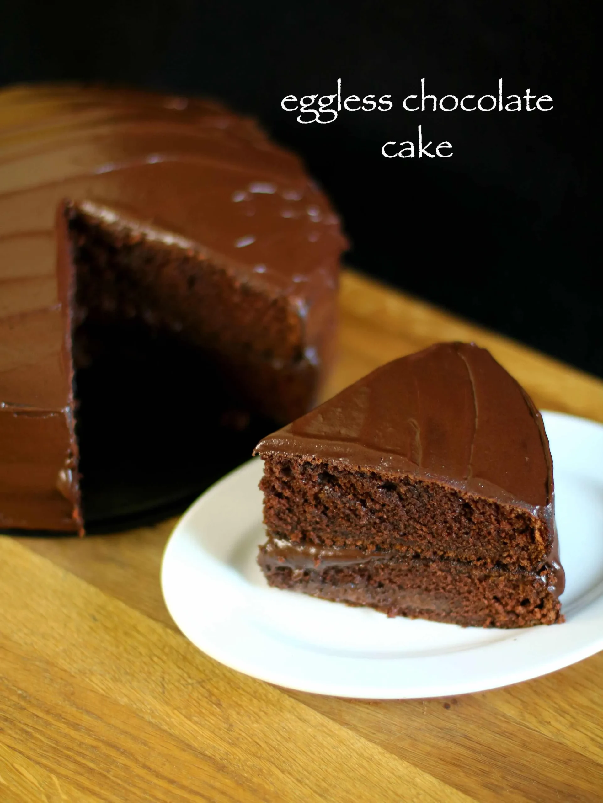 Eggless Milkless Chocolate Cake with Caramel Frosting