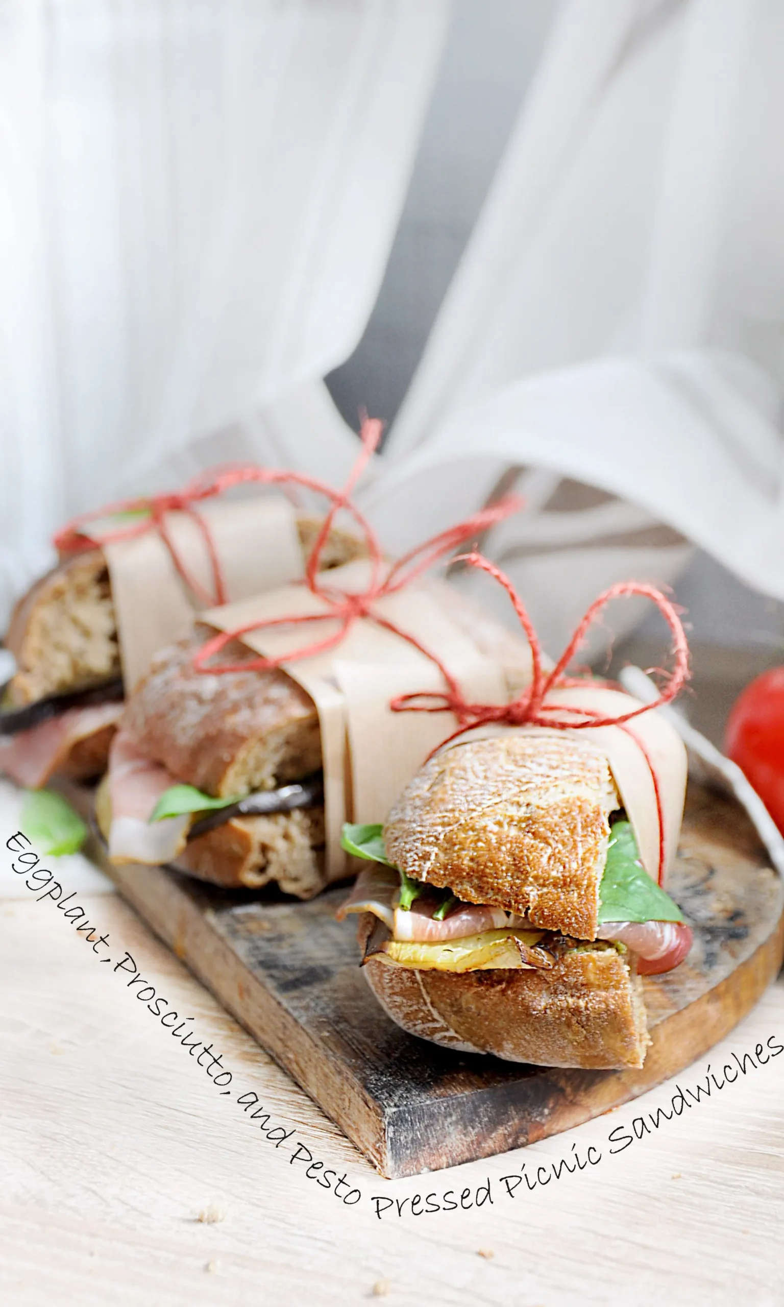 Eggplant Prosciutto Pesto Pressed Picnic Sandwiches