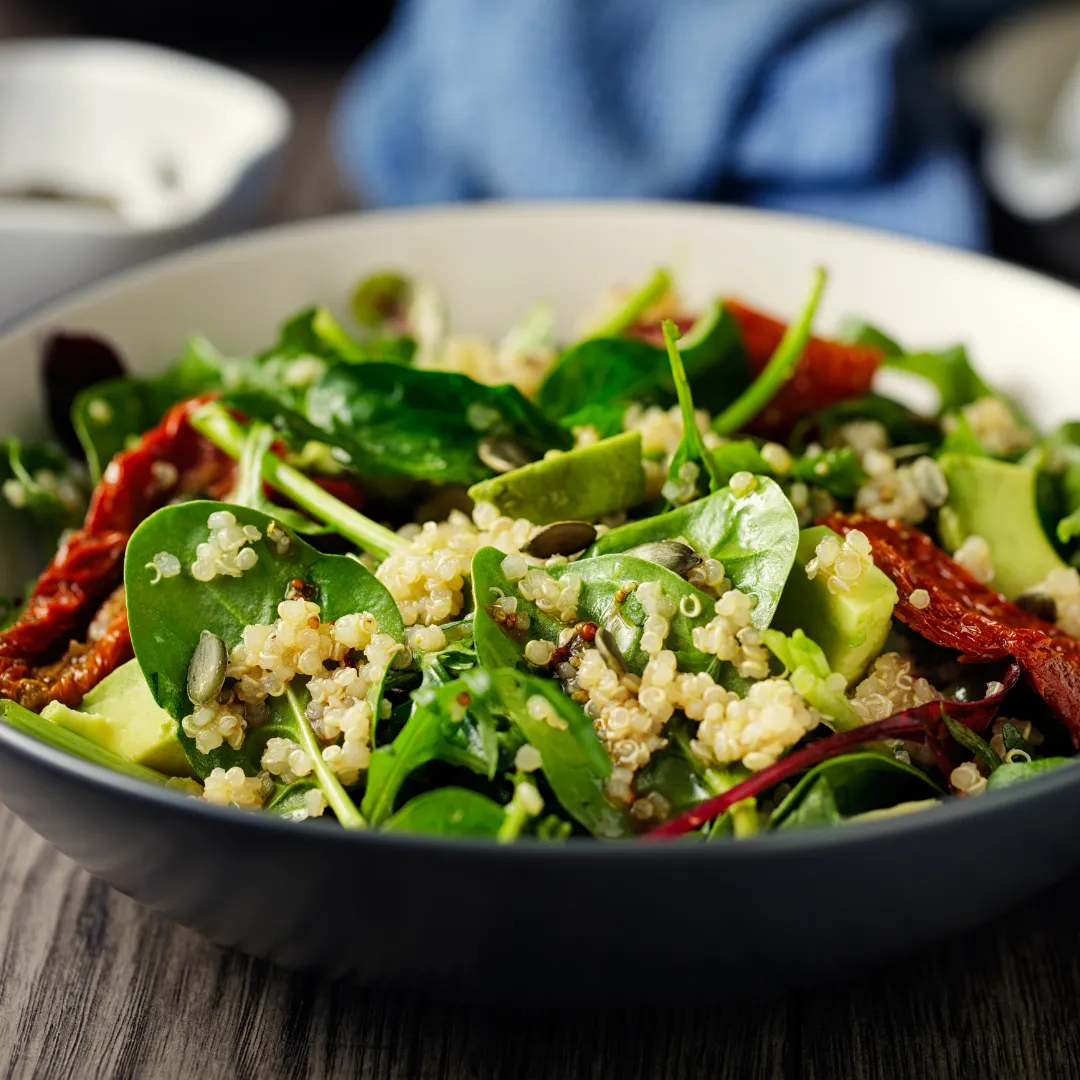 Eggplant Spinach Quinoa Bowl