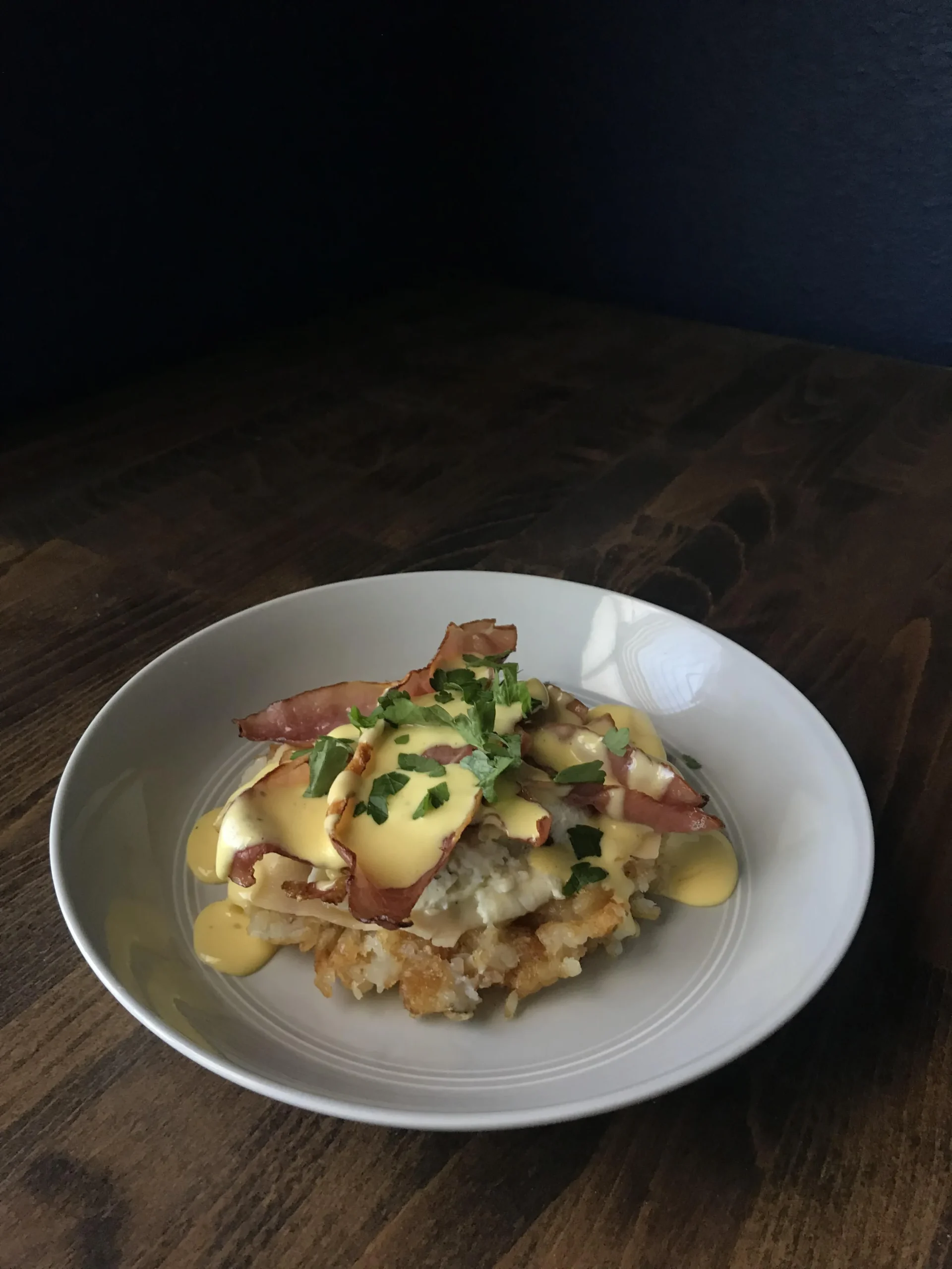 Eggs Benedict on Tater Tot Waffles