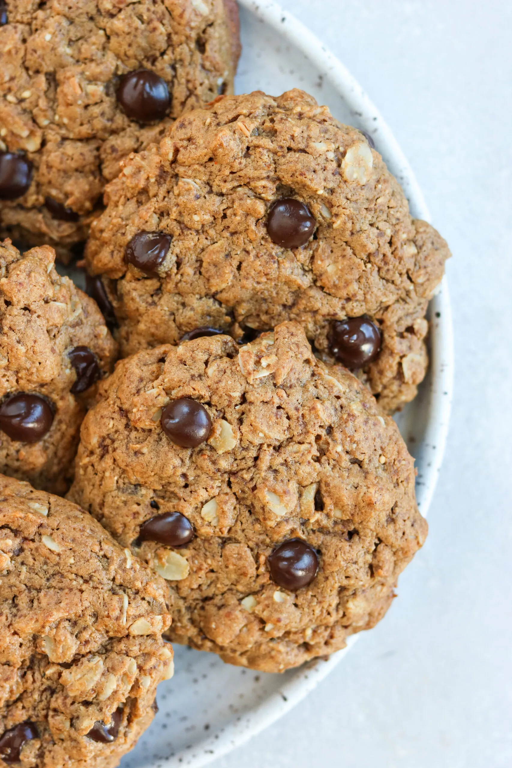 Espresso Chocolate Chip Almond Butter Oatmeal Cookies