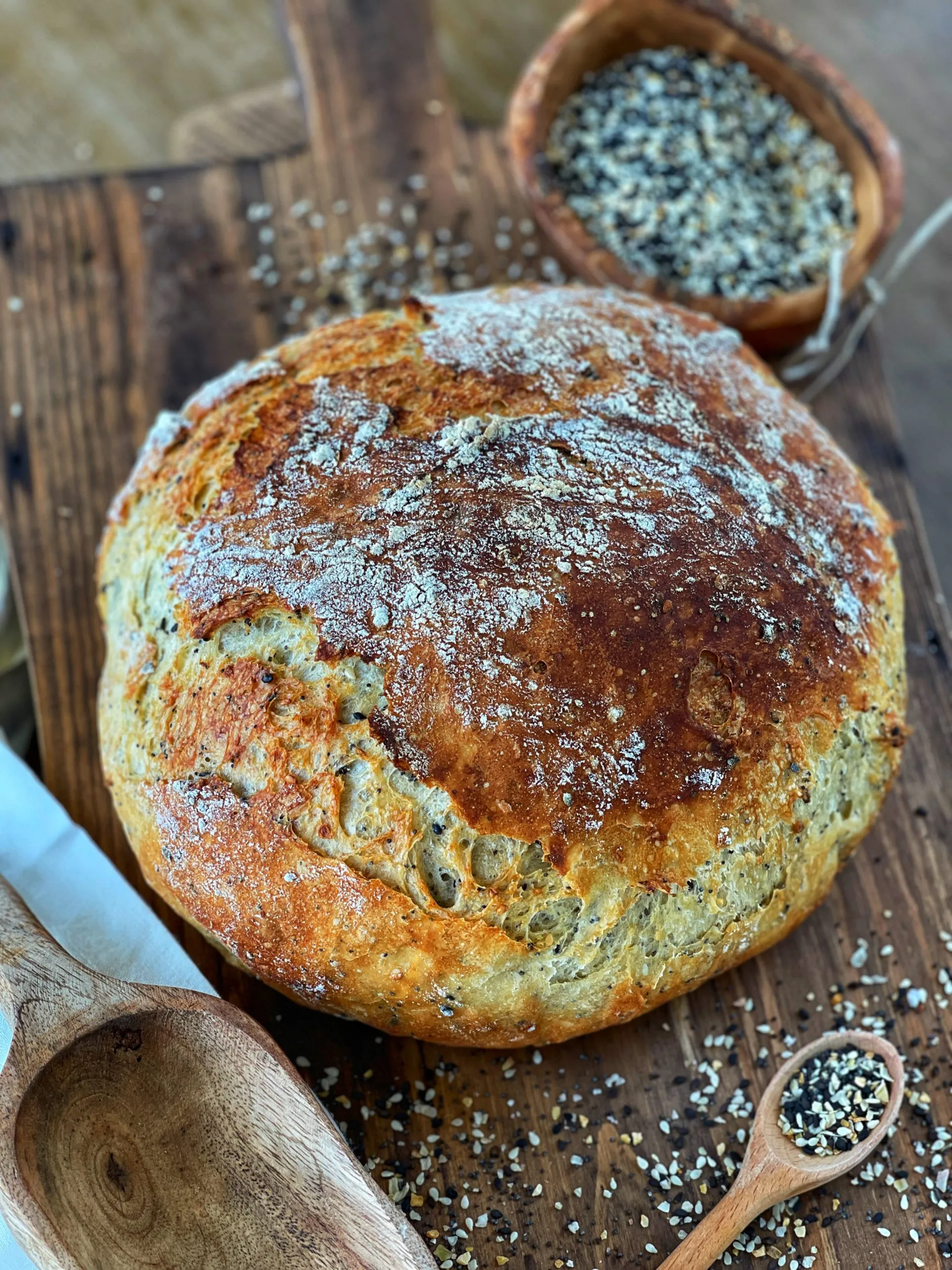 Everything Bagel No Knead Crusty White Bread