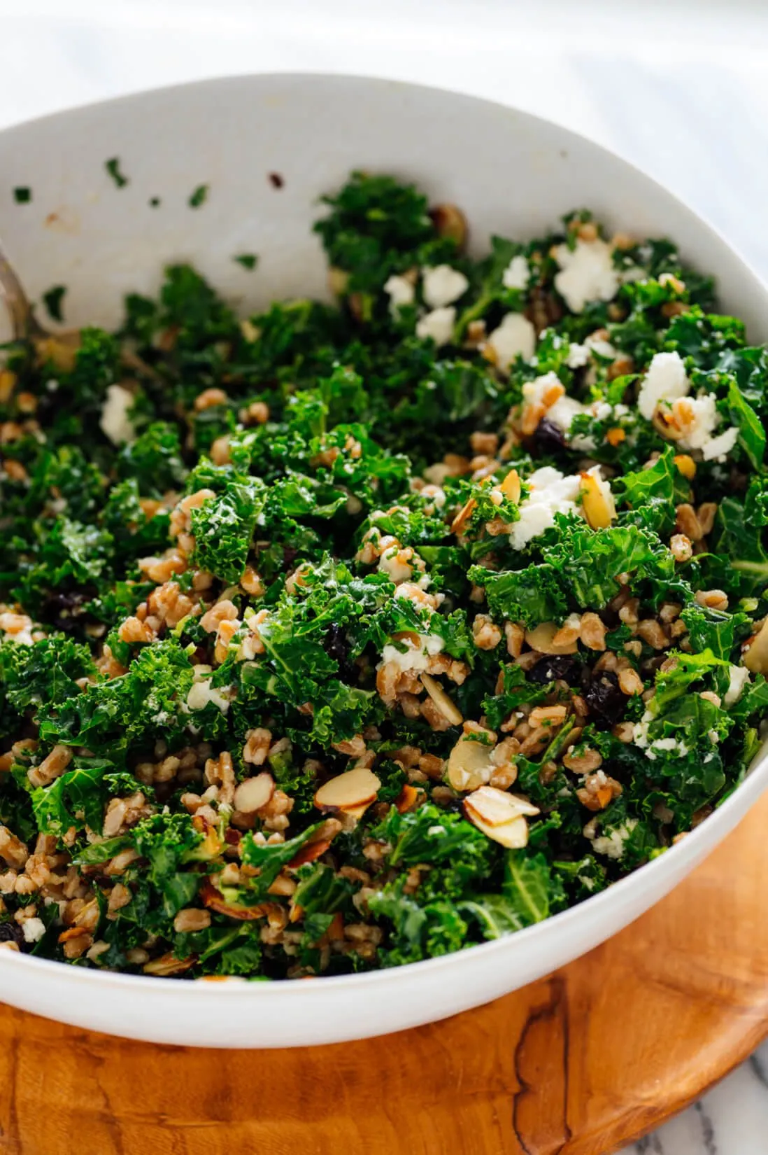 Farro Bowl with Figs, Kale, Goat Cheese