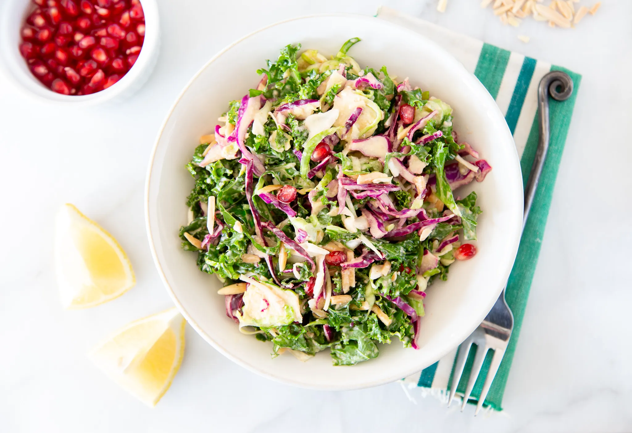 Festive Kale Slaw with Raspberries and Almonds