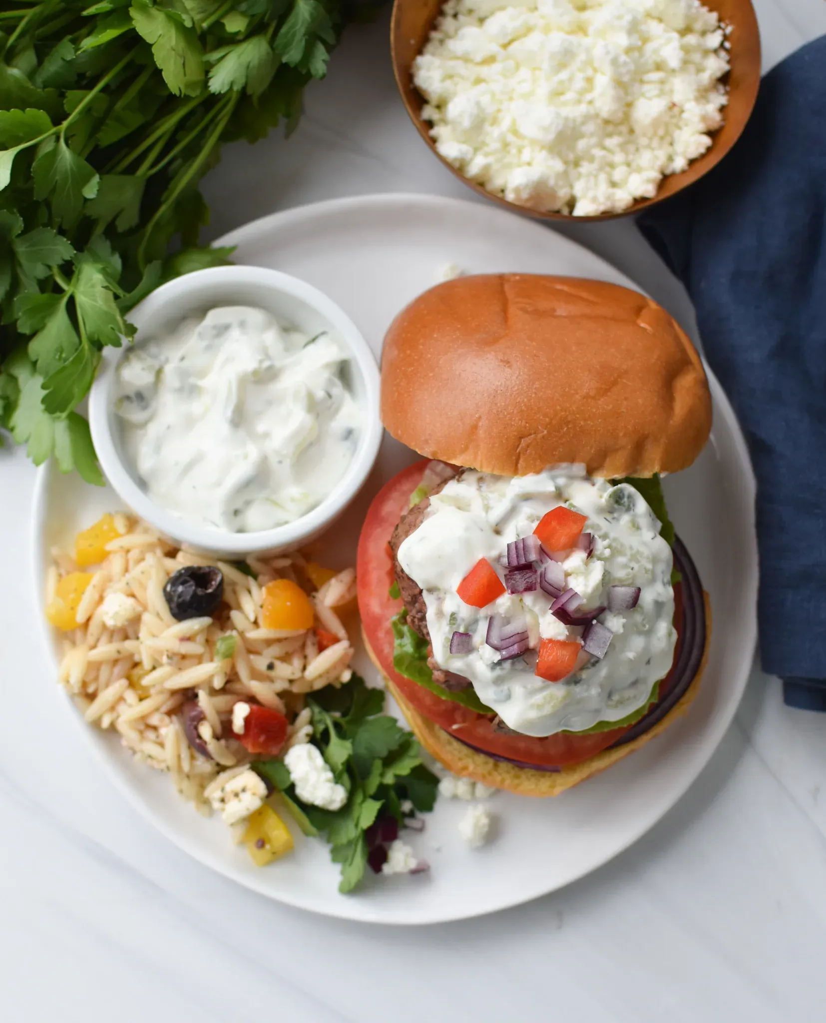 Feta Burger with Tzatziki