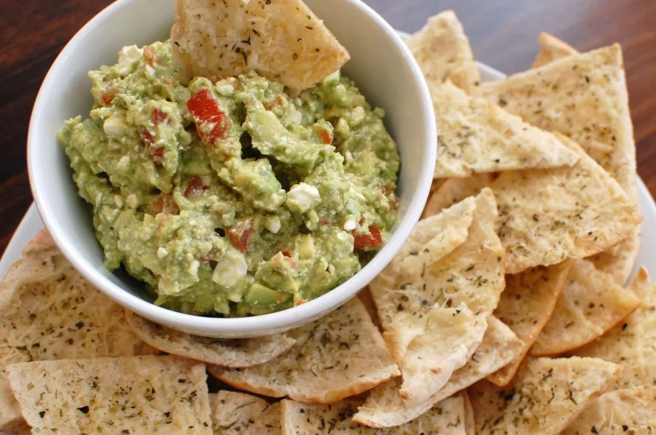 Feta and Avocado Salsa Pita Chips