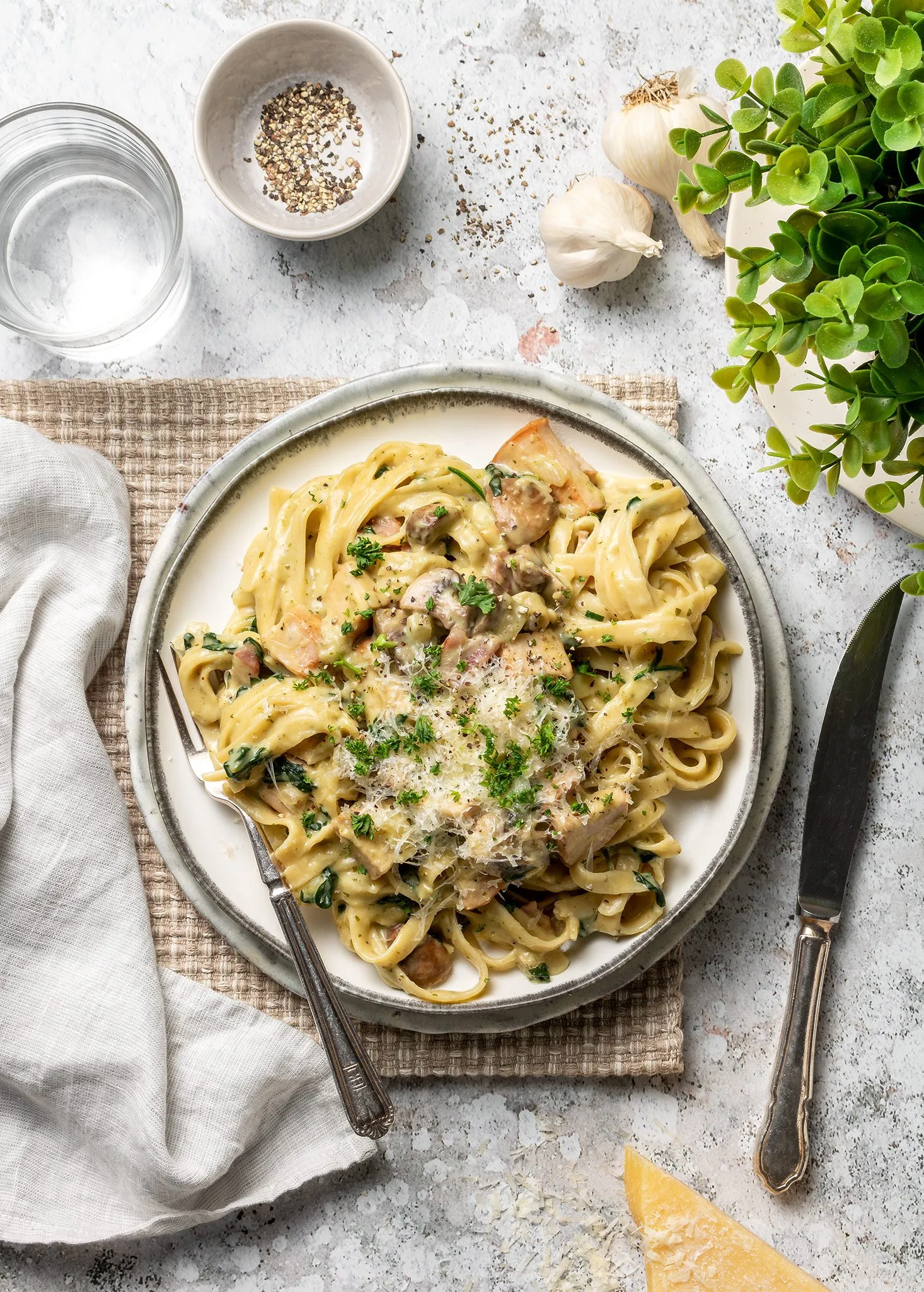 Fettuccine with Bourbon Bacon Sauce