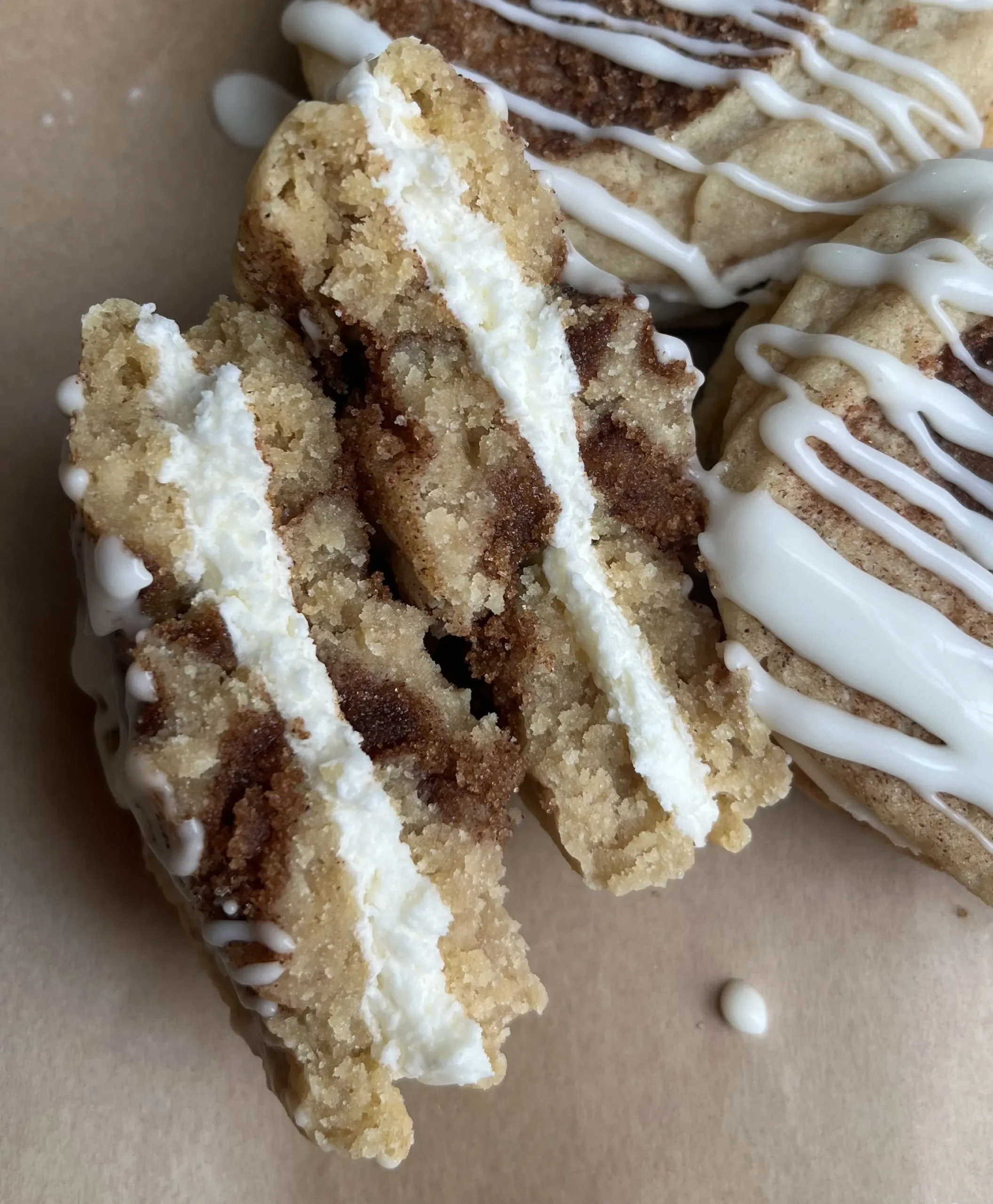 Filled Cinnamon Roll Sandwich Cookies
