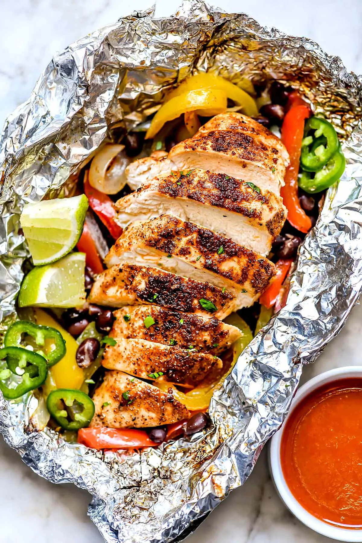 Foil Packet Chicken Fajitas