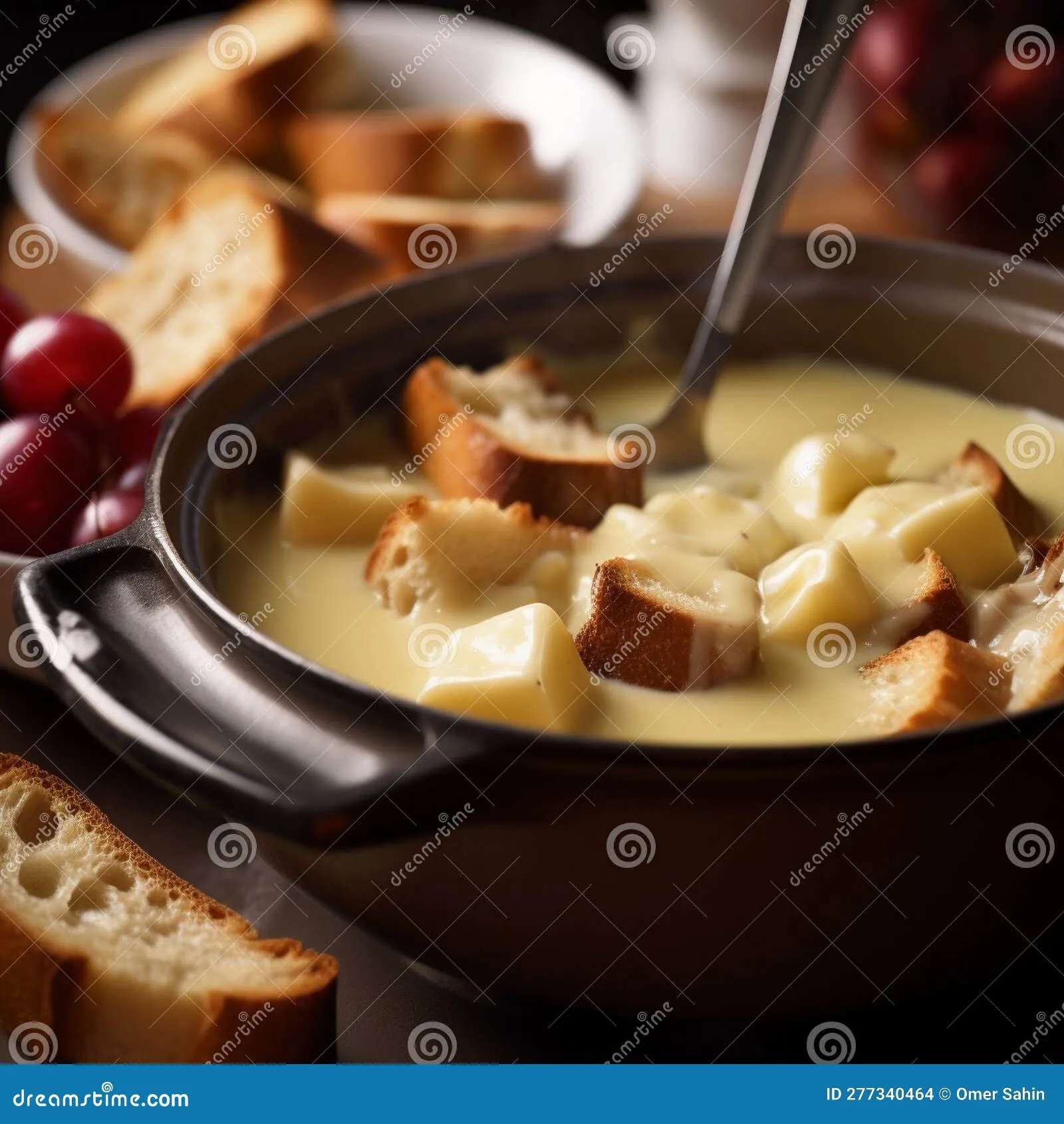 Fondue Bread with Sliced Apples and Chutney