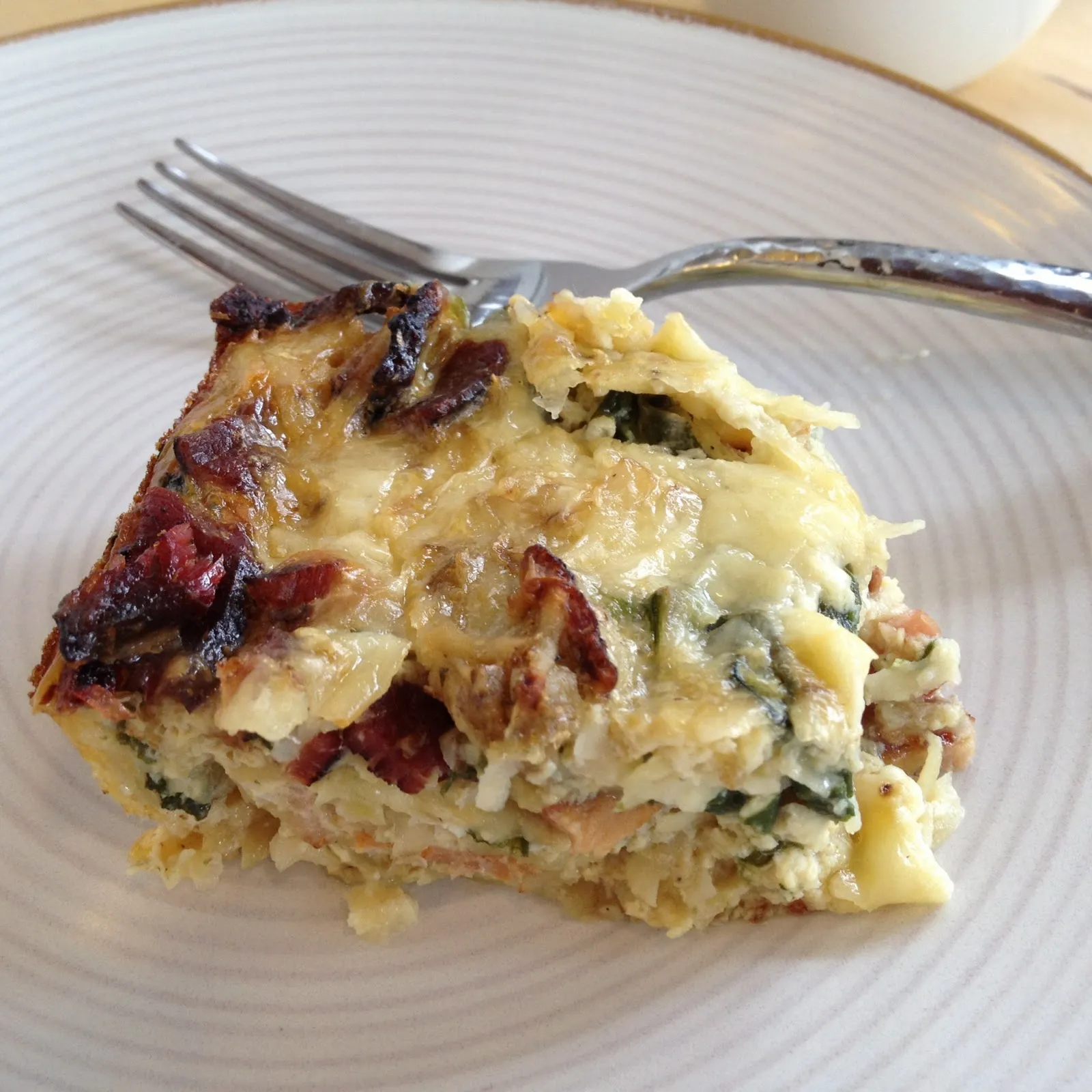 Fontina Spinach and Bacon Shells and Cheese