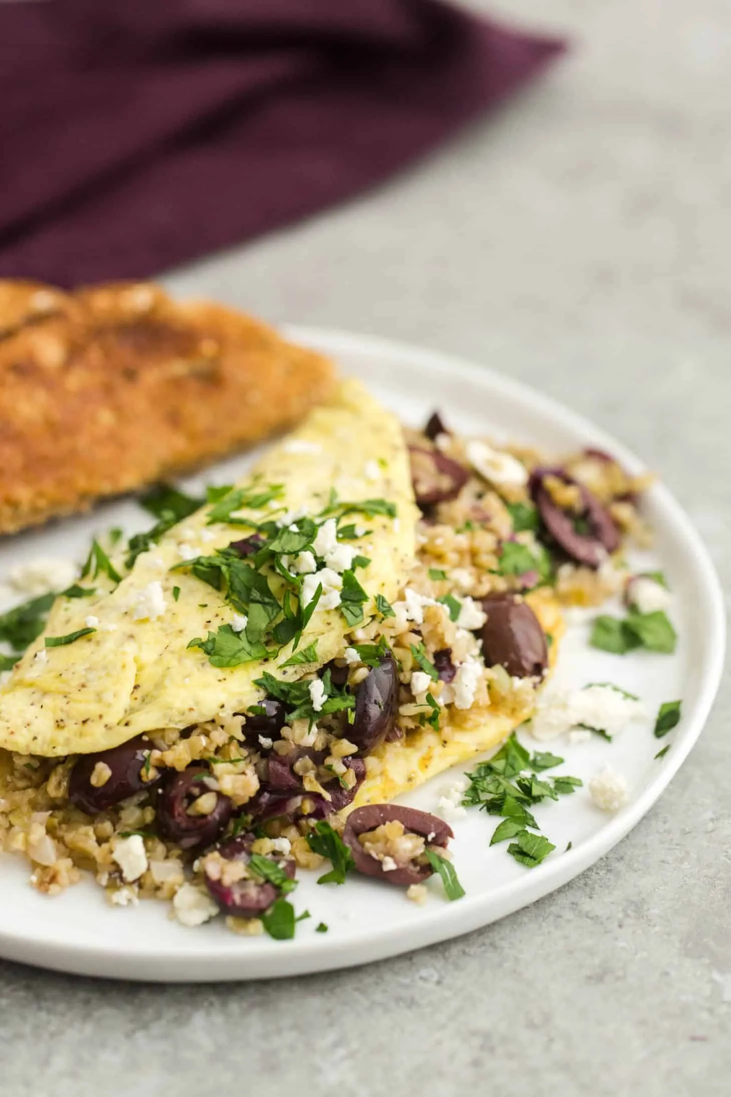 Freekeh Omelette with Olives